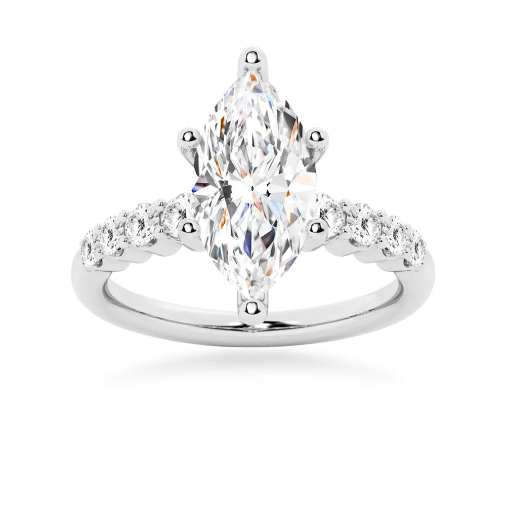 Classic Shared-Prong Marquise Cut Moissanite Engagement Ring