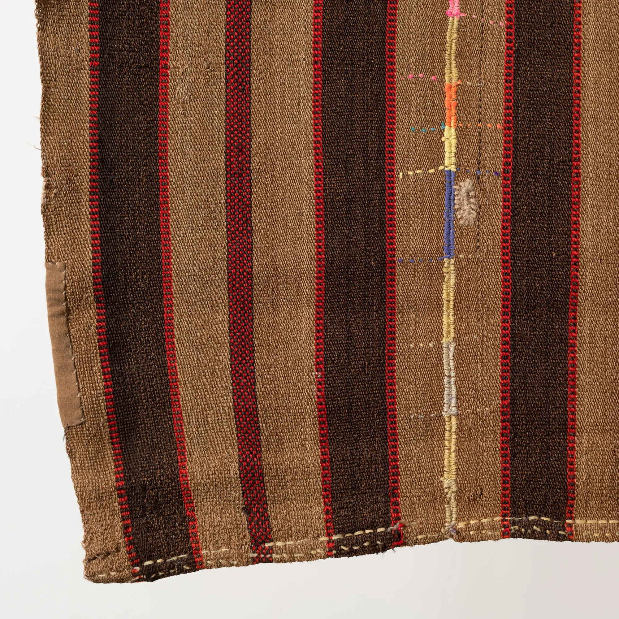 Colorful Stripe Kilim Rug - 256x178 - Brown Tan and Red