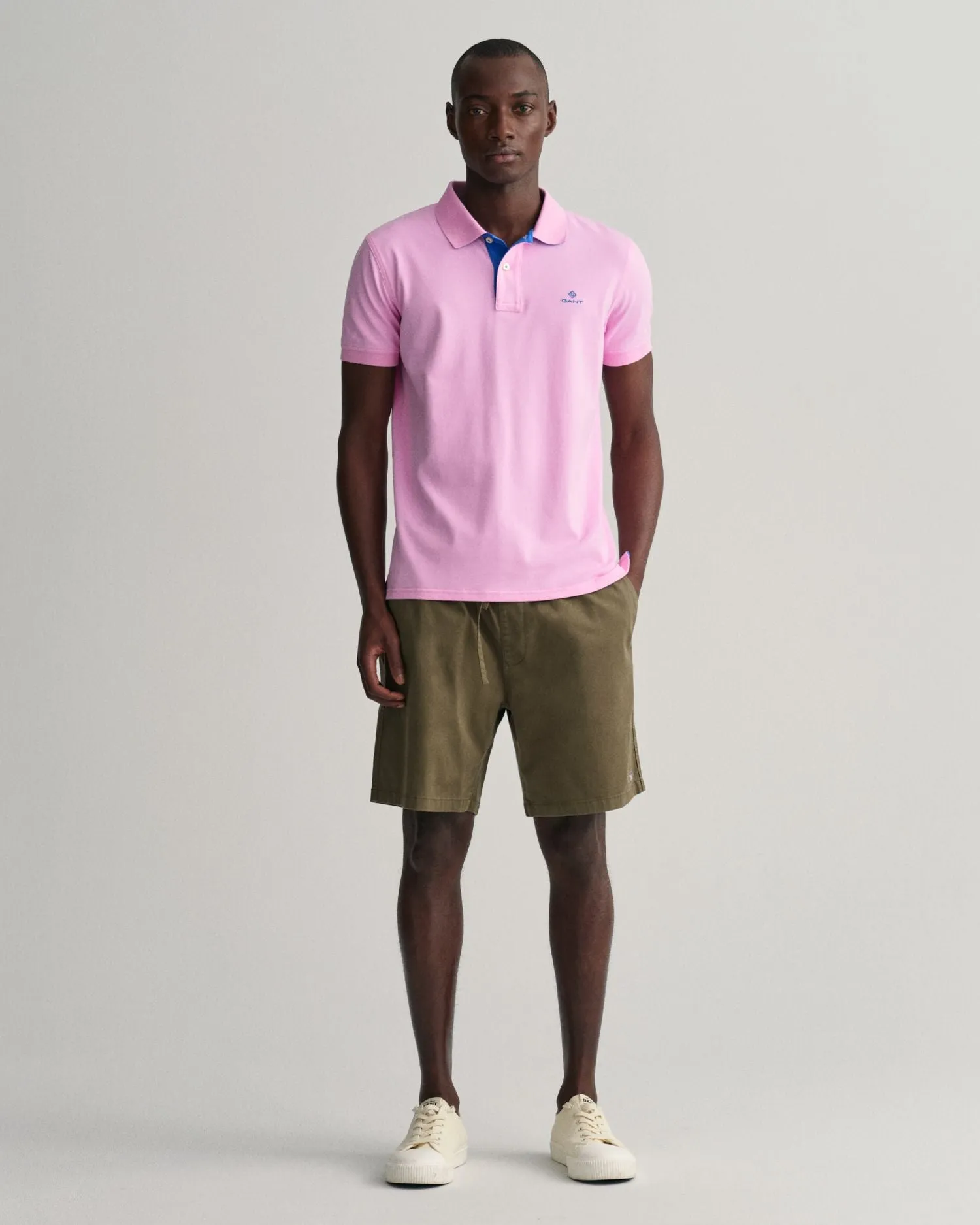 Contrast Collar Pique Polo - Bright Pink