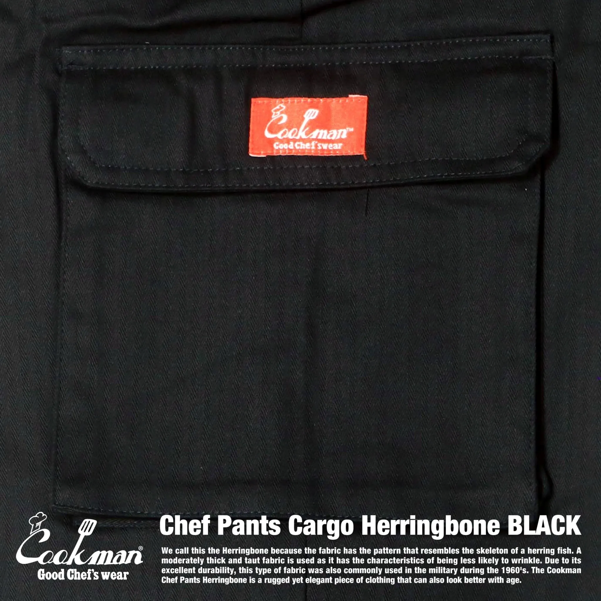 Cookman Chef Pants Cargo - Herringbone : Black