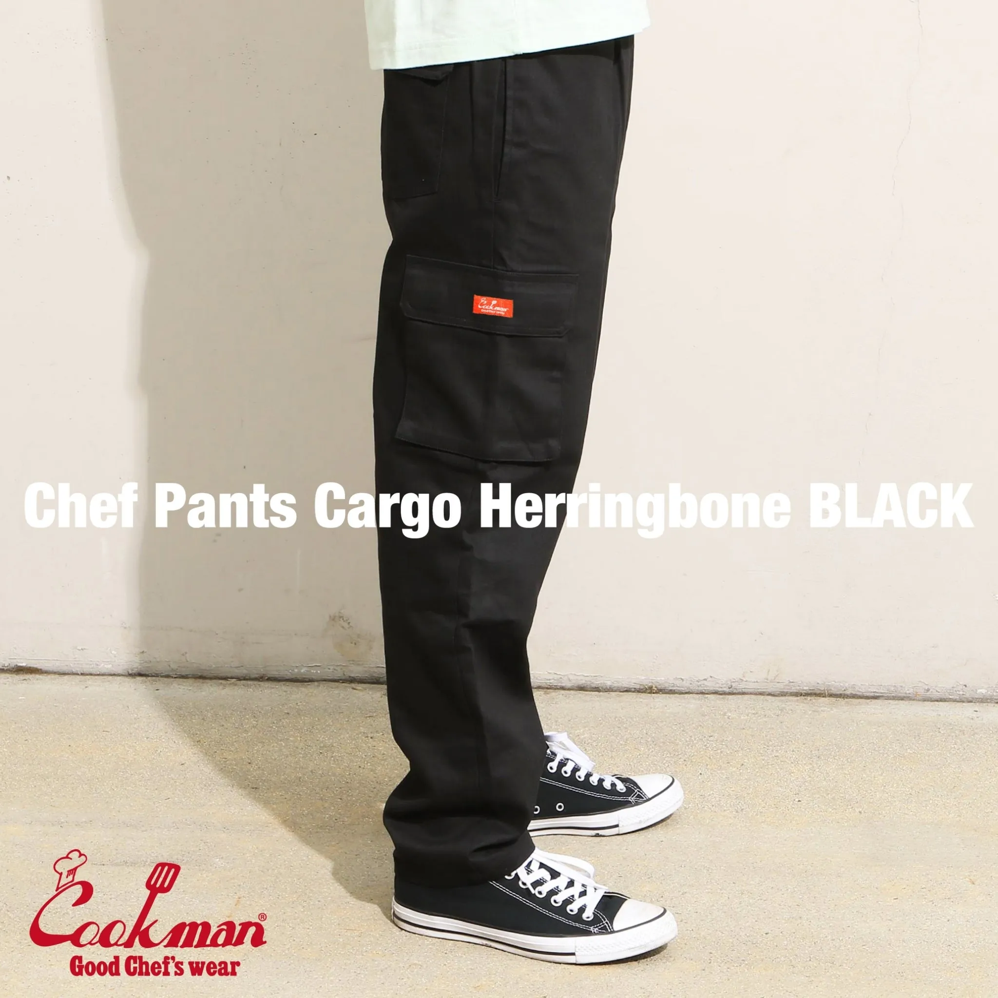 Cookman Chef Pants Cargo - Herringbone : Black