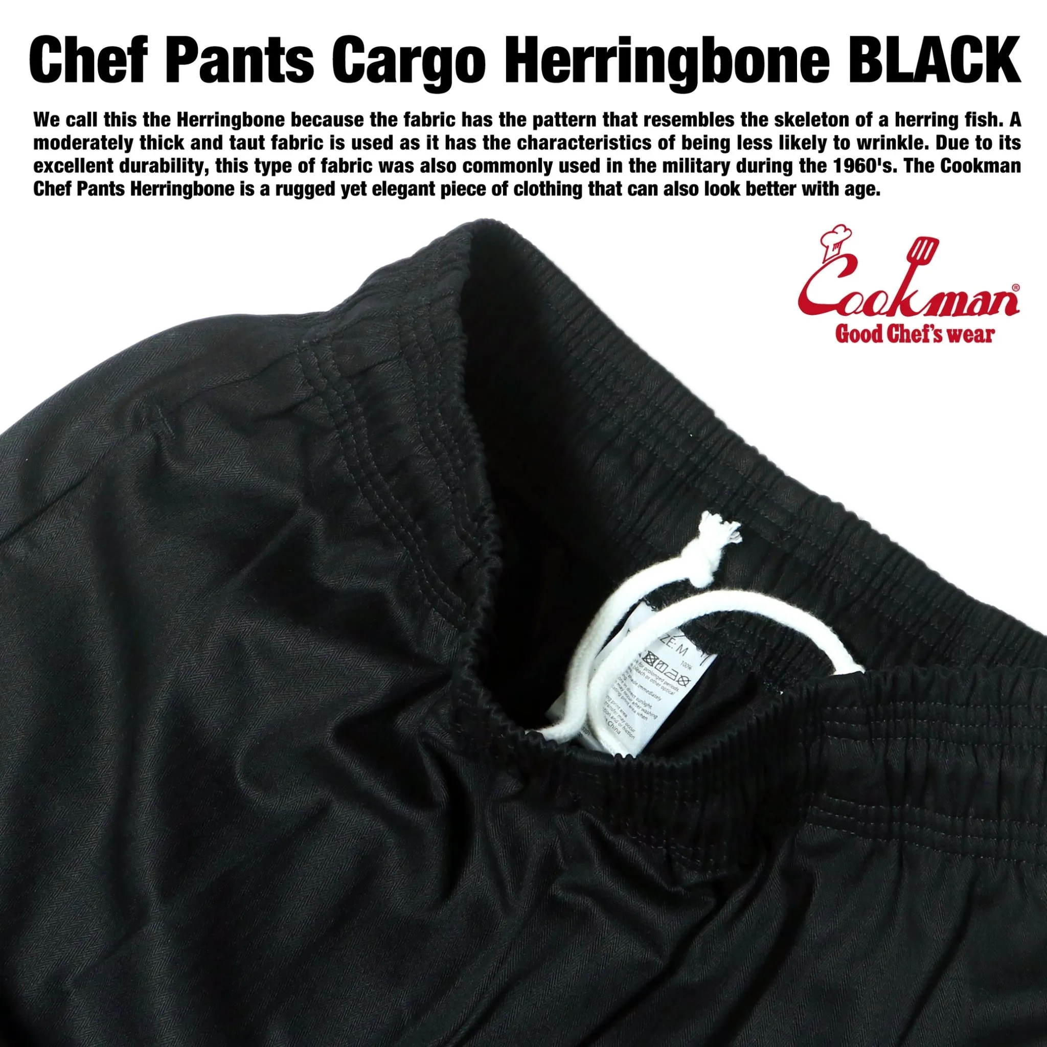 Cookman Chef Pants Cargo - Herringbone : Black