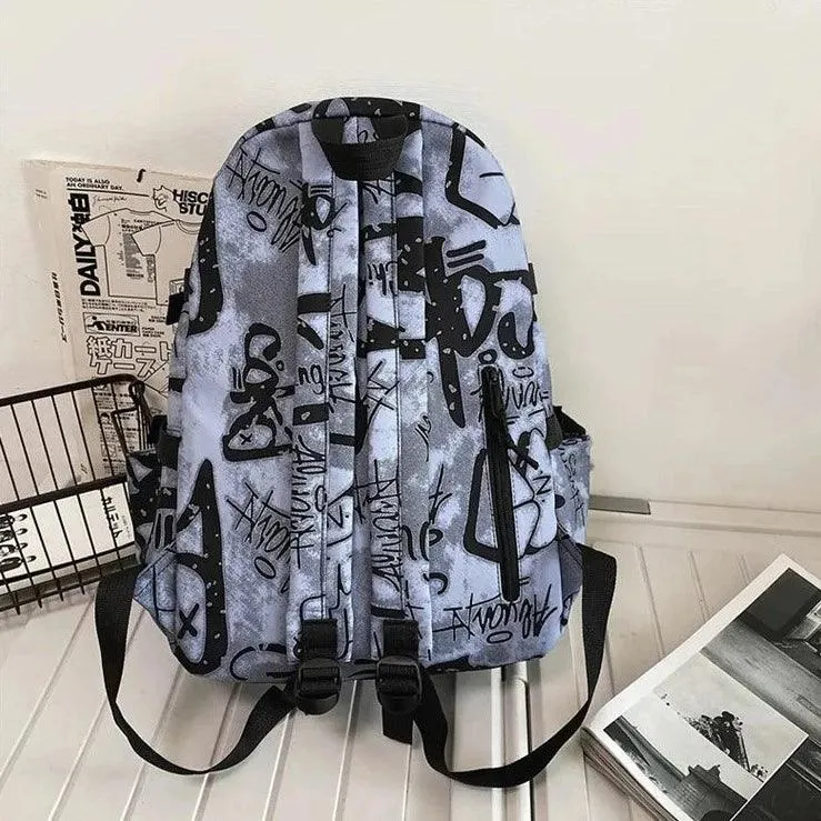 Cool Graffiti Backpack with Large Capacity for Students QC346