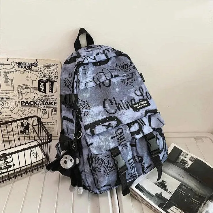 Cool Graffiti Backpack with Large Capacity for Students QC346