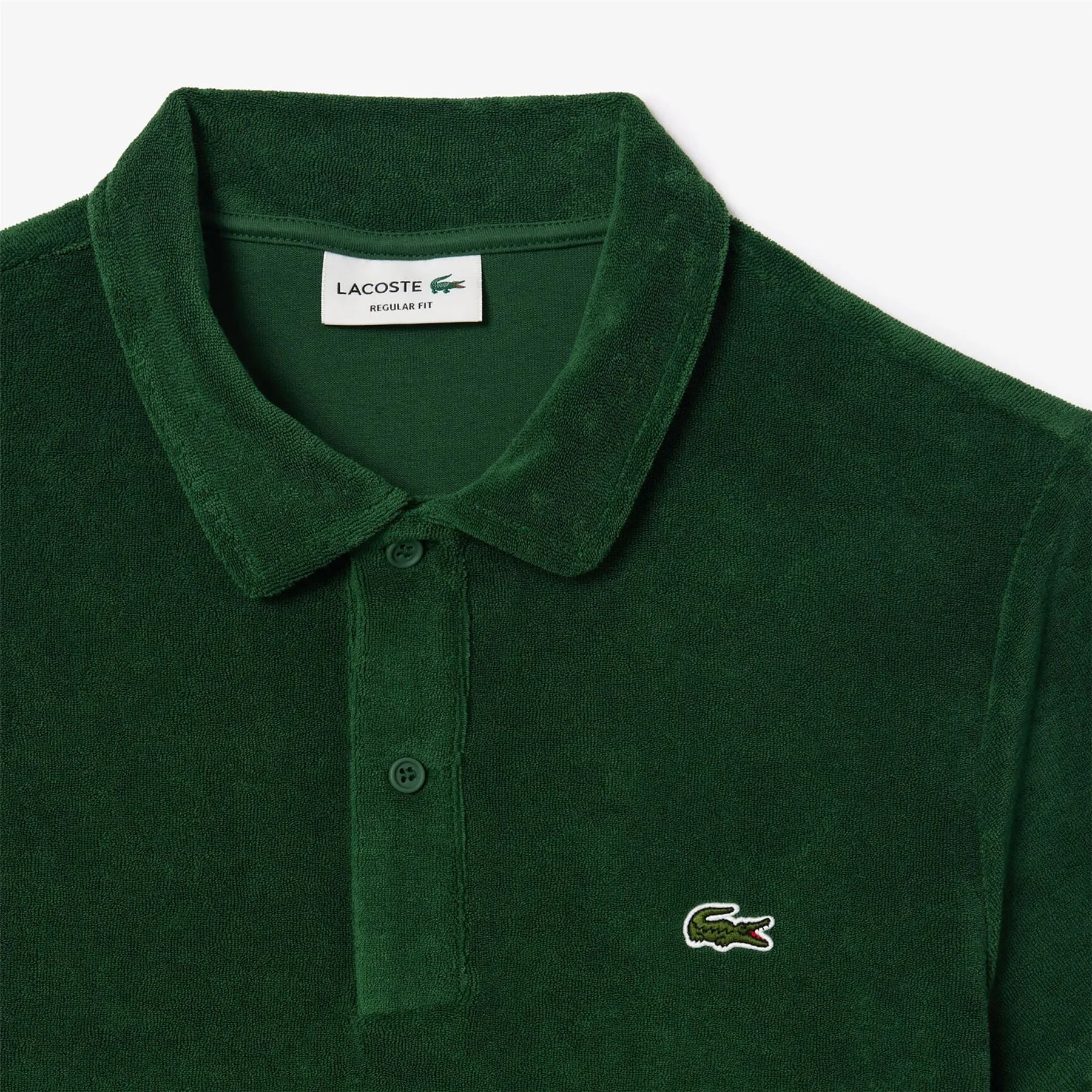 Cotton Blend Terry Cloth Regular Fit Polo Green - SS24