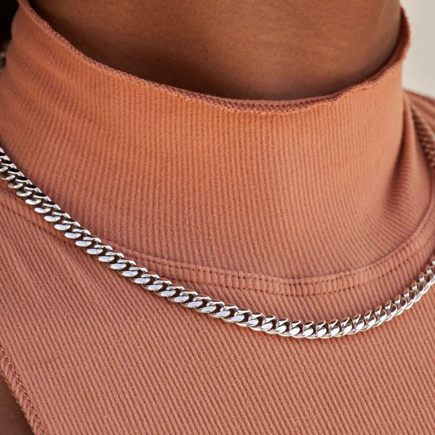 Cuban Link Necklace in White Gold - 5mm