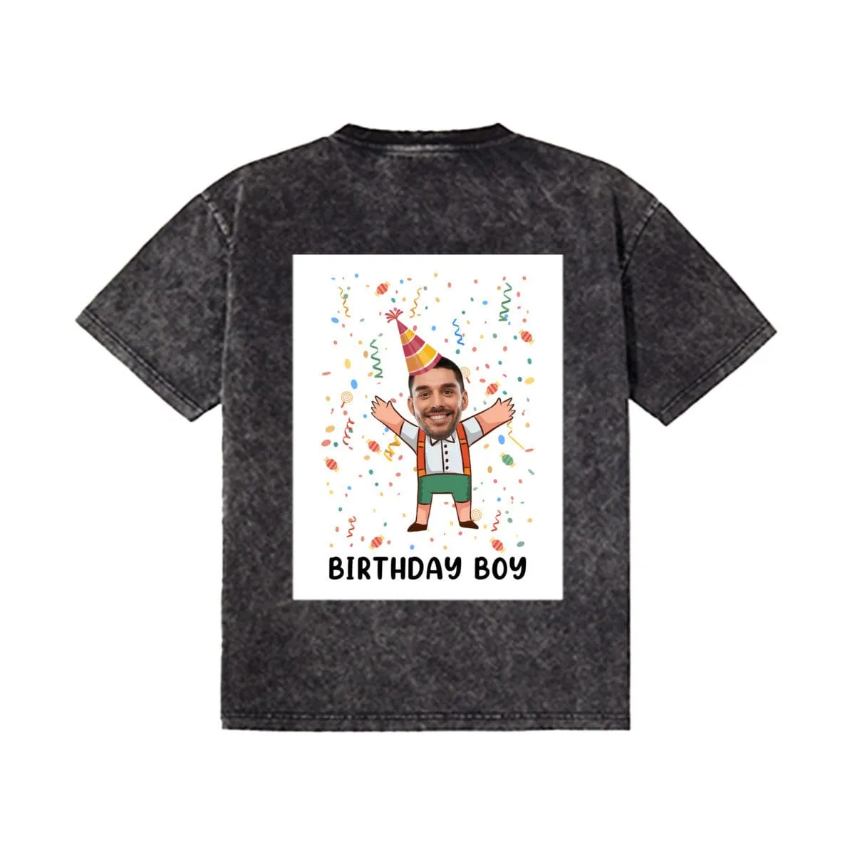 Custom Photo Cotton Birthday Casual Couple Denim T-Shirt