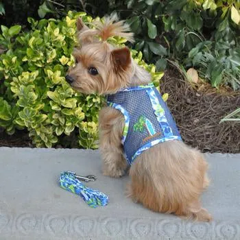 Dog Mesh Harness with Palm Tree | Blue