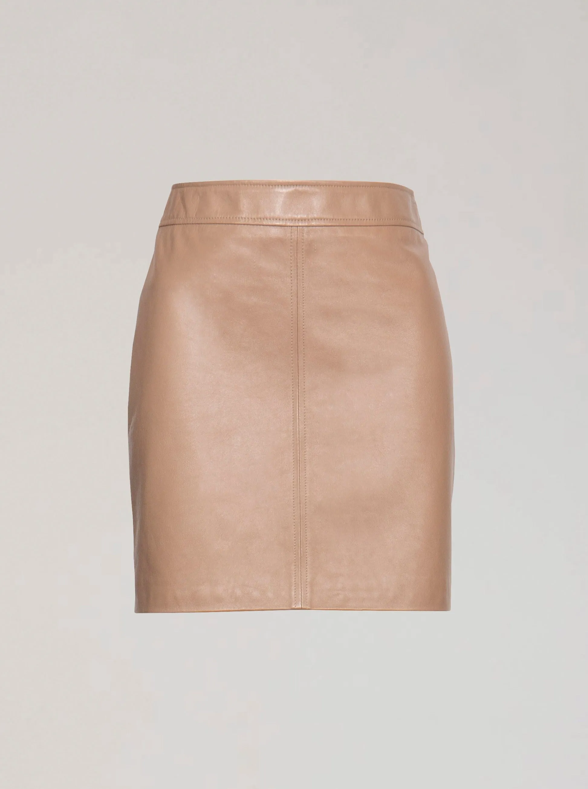 DYLAN LEATHER MINI SKIRT - SESAME