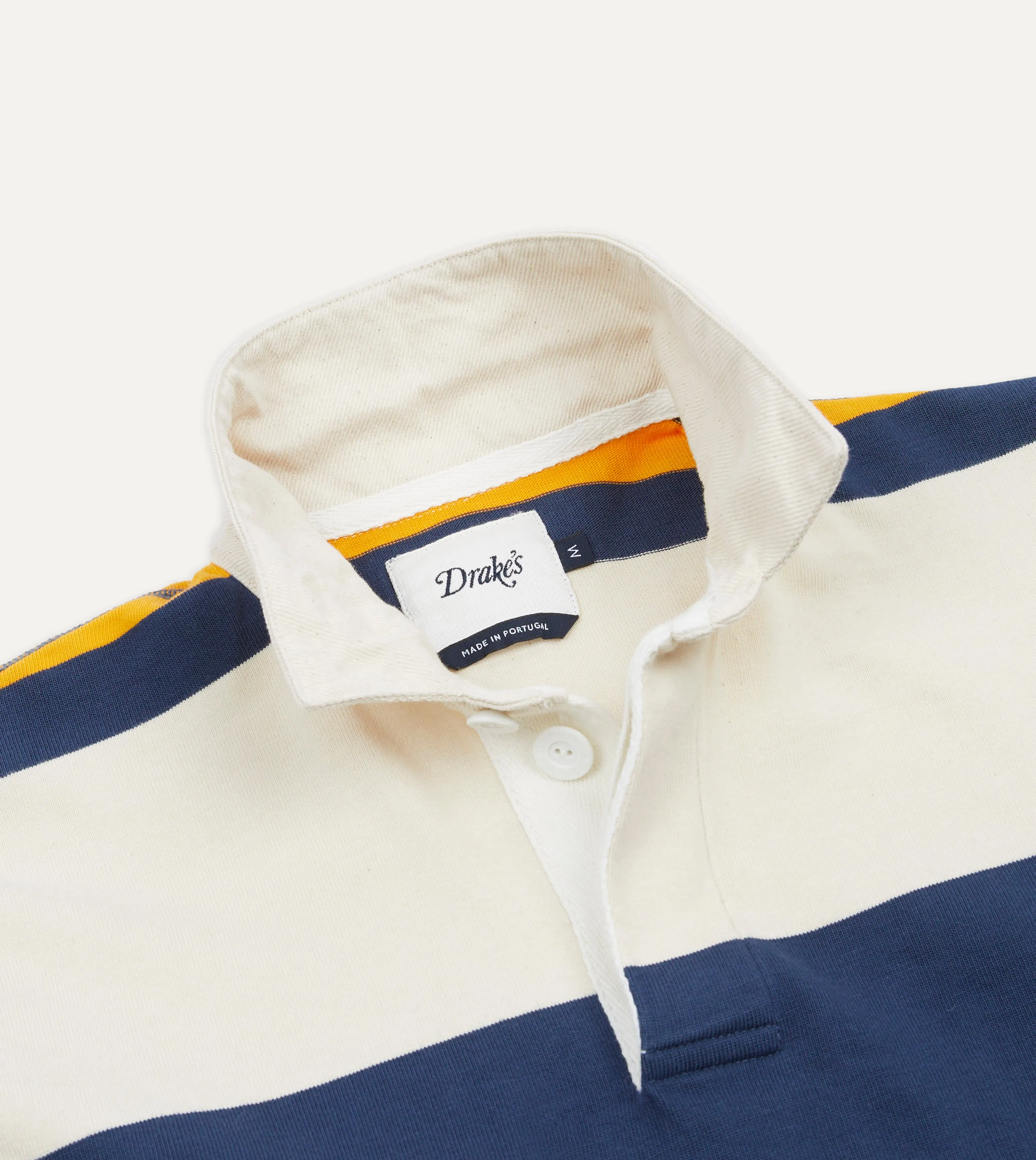 Ecru, Navy and Yellow Stripe Cotton Rugby Shirt