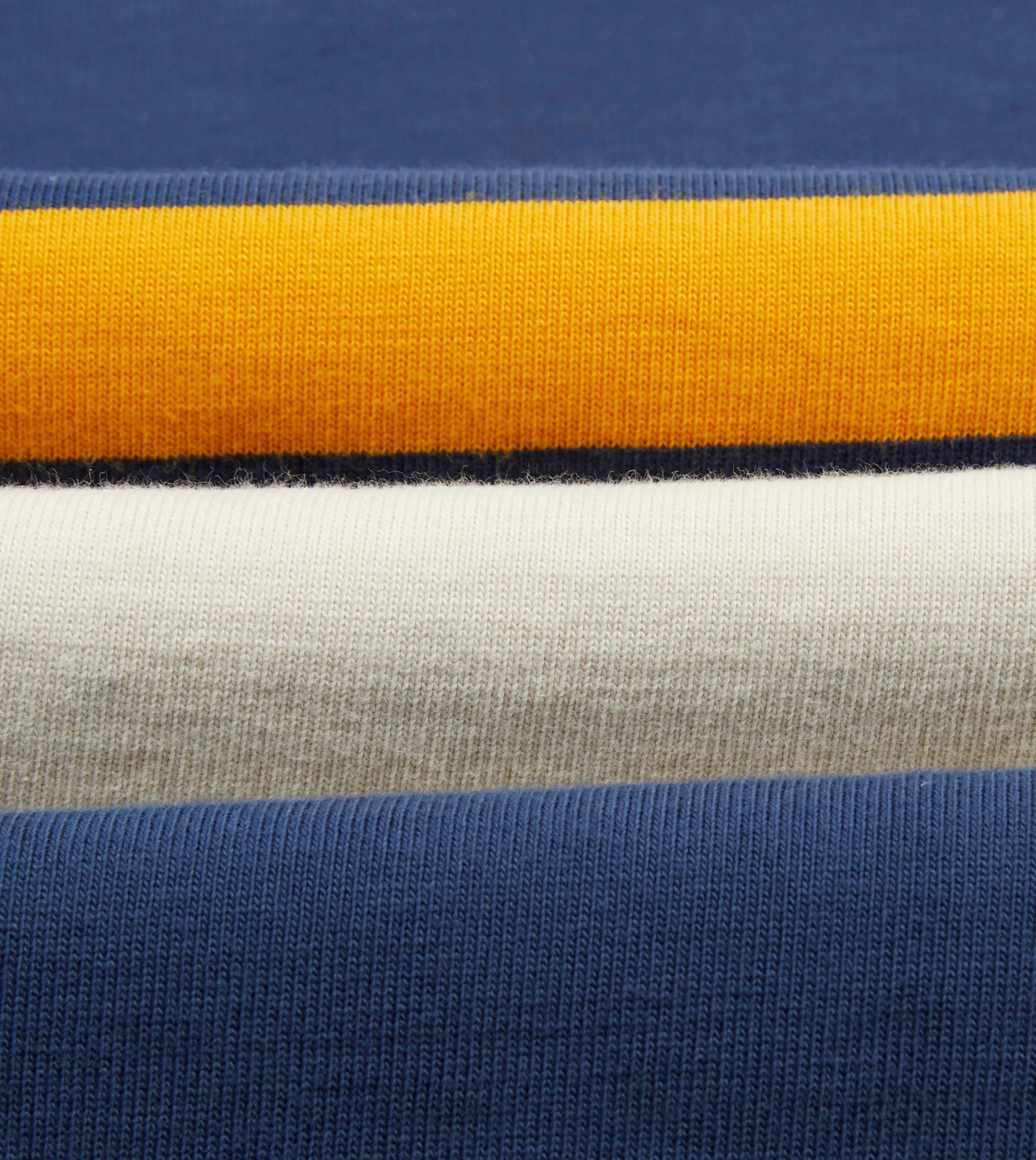 Ecru, Navy and Yellow Stripe Cotton Rugby Shirt