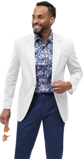 EJ Samuel White Solid Chino Blazer CHJ01