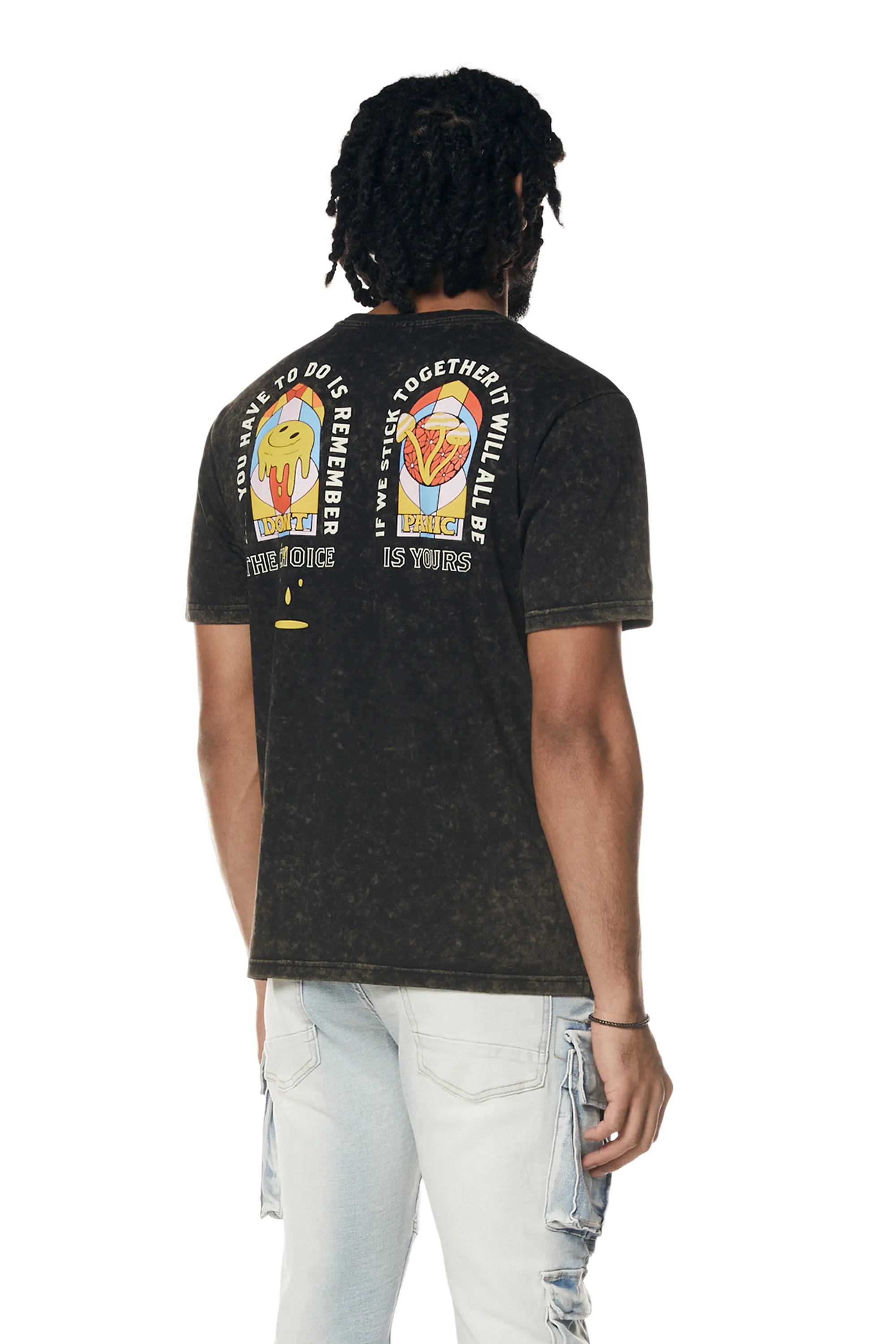 Embroidered Patched & Graphic Printed T-Shirt - Black