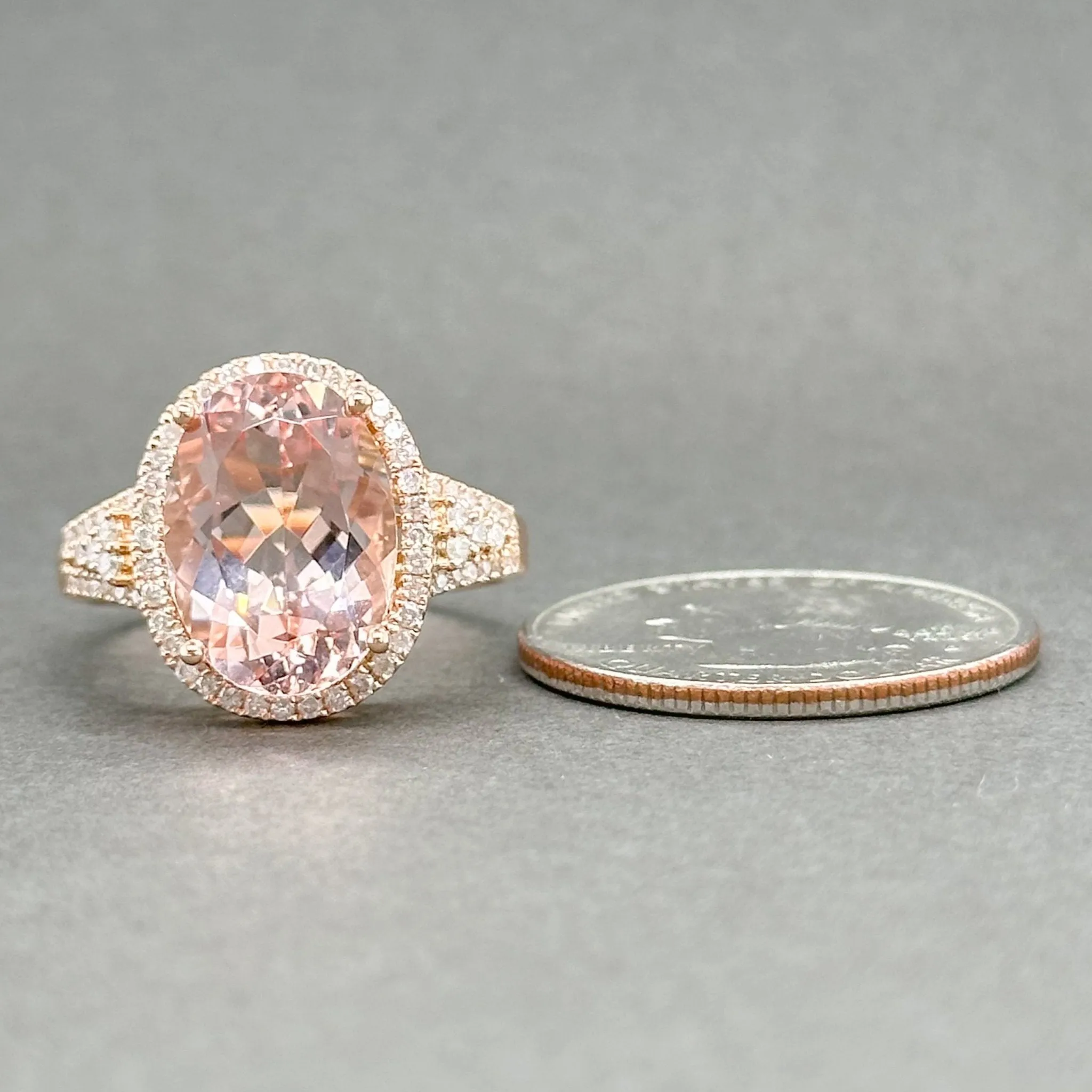 Estate 14K R Gold 5.69ct Morganite & 0.14ctw I-J/SI1-I1 Diamond Ring