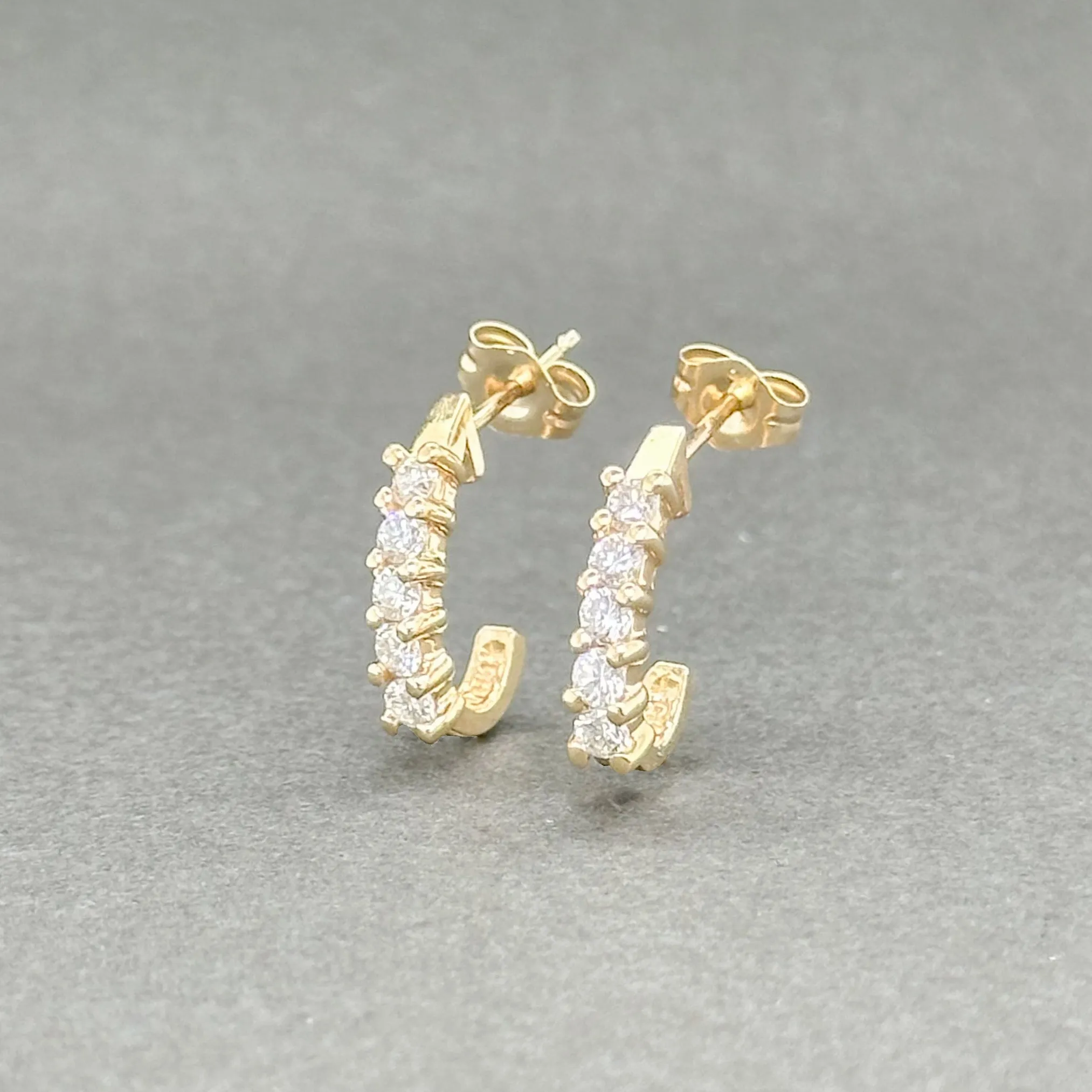 Estate 14K Y Gold 0.29ctw H-I/SI1-2 Diamond J Hoop Earrings