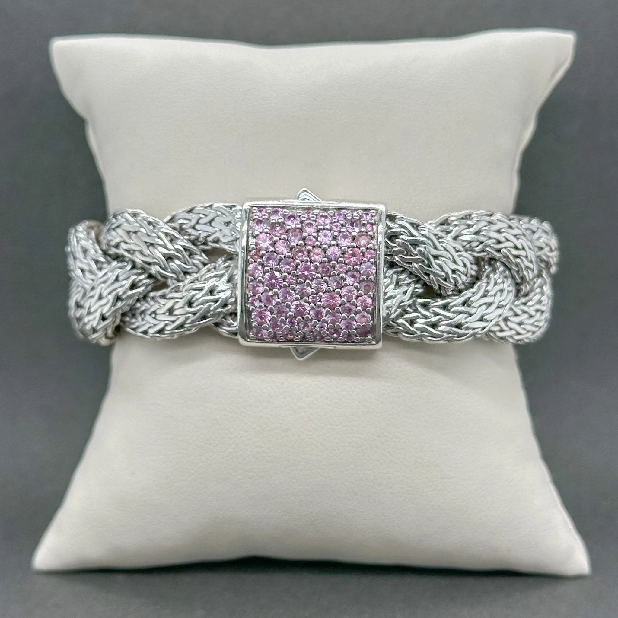 Estate John Hardy SS Amethyst Braided Bracelet