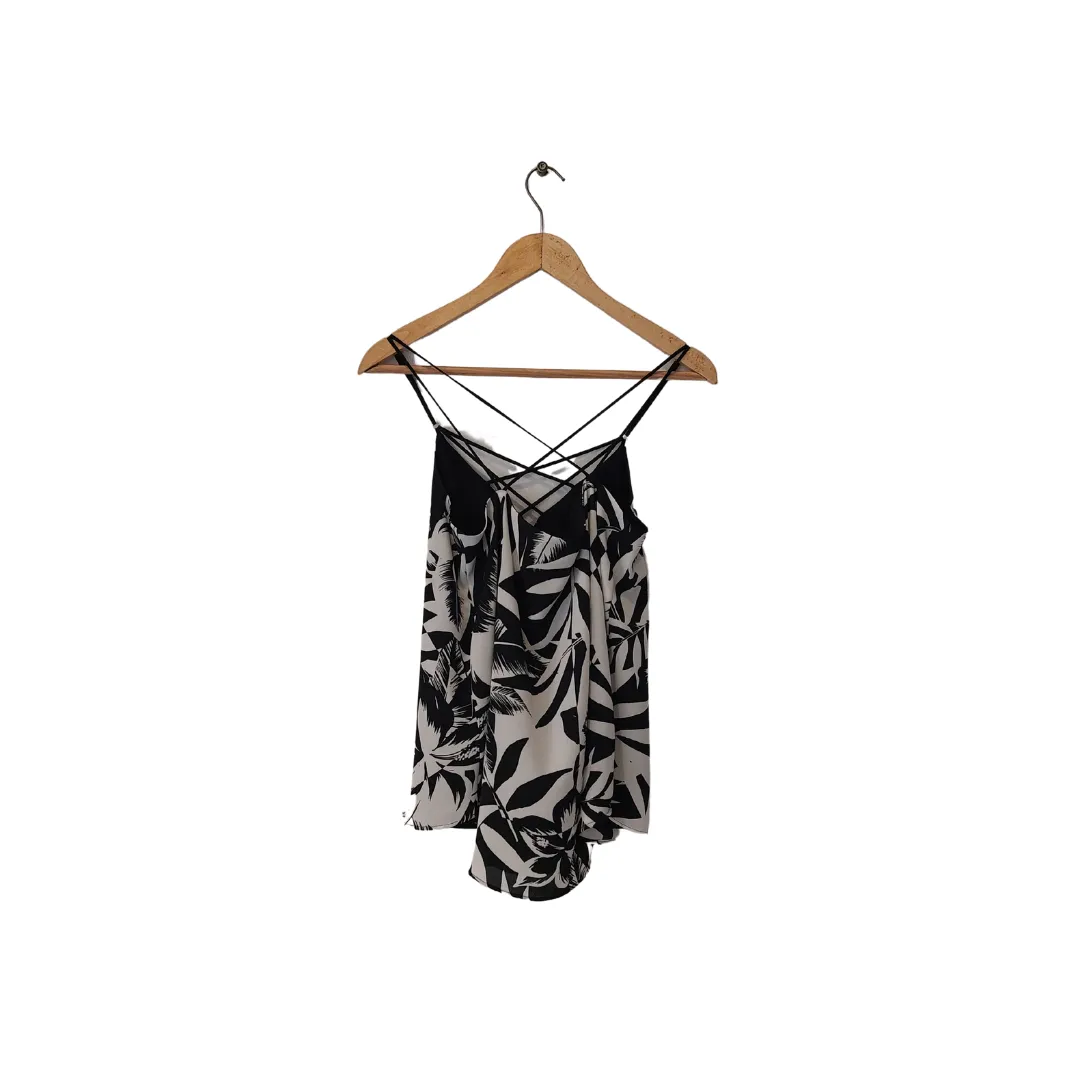 Express Black and White Printed Criss Cross Sleeveless Top | Brand New |