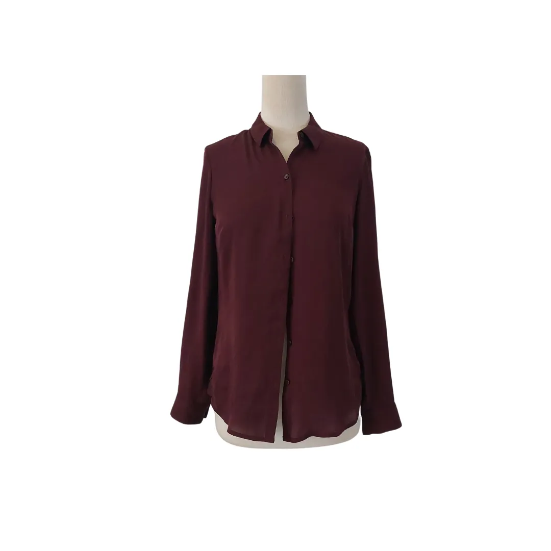 Express Plum Satin Collared Shirt | Gently Used |