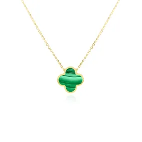 Extra Large Malachite Single Clover Necklace