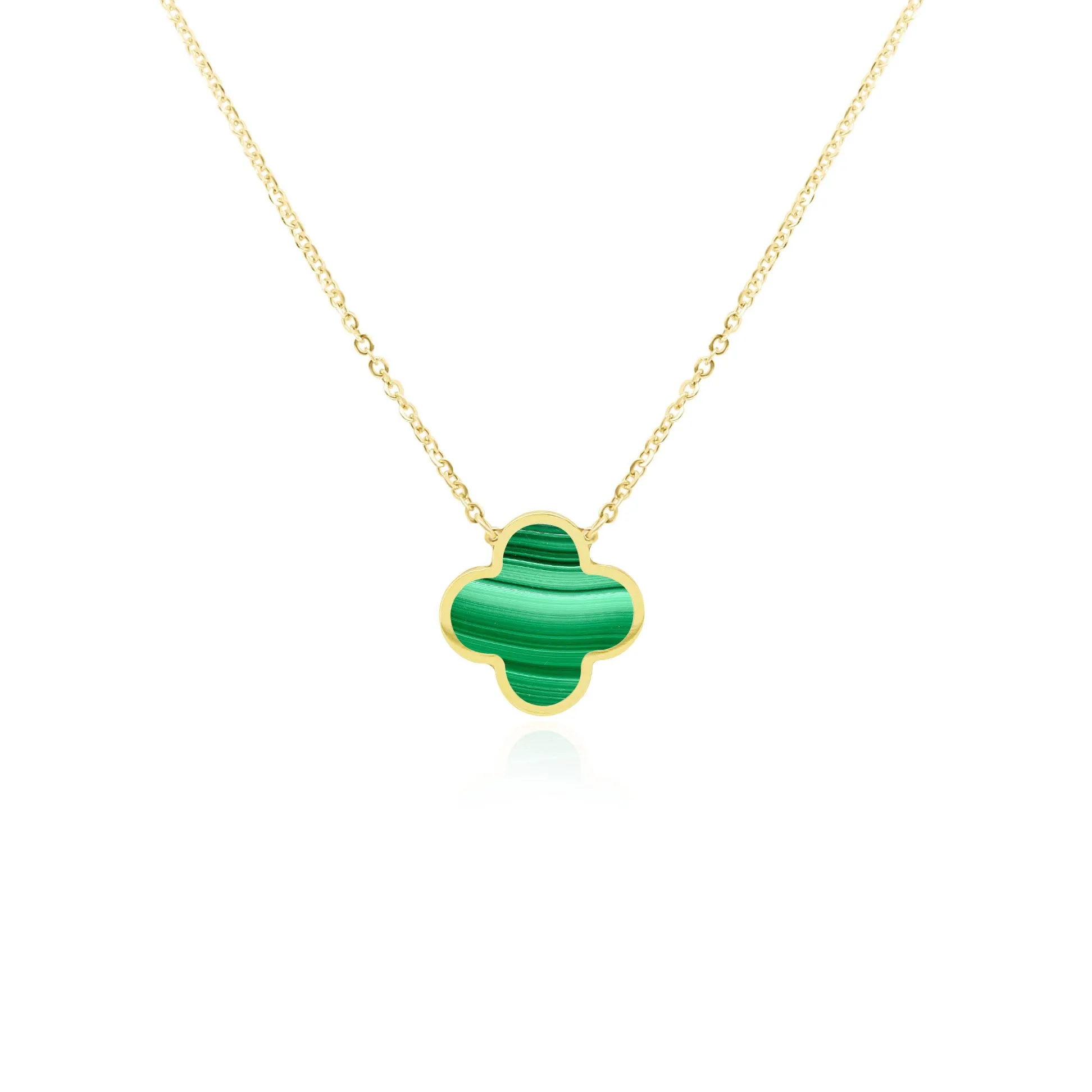 Extra Large Malachite Single Clover Necklace