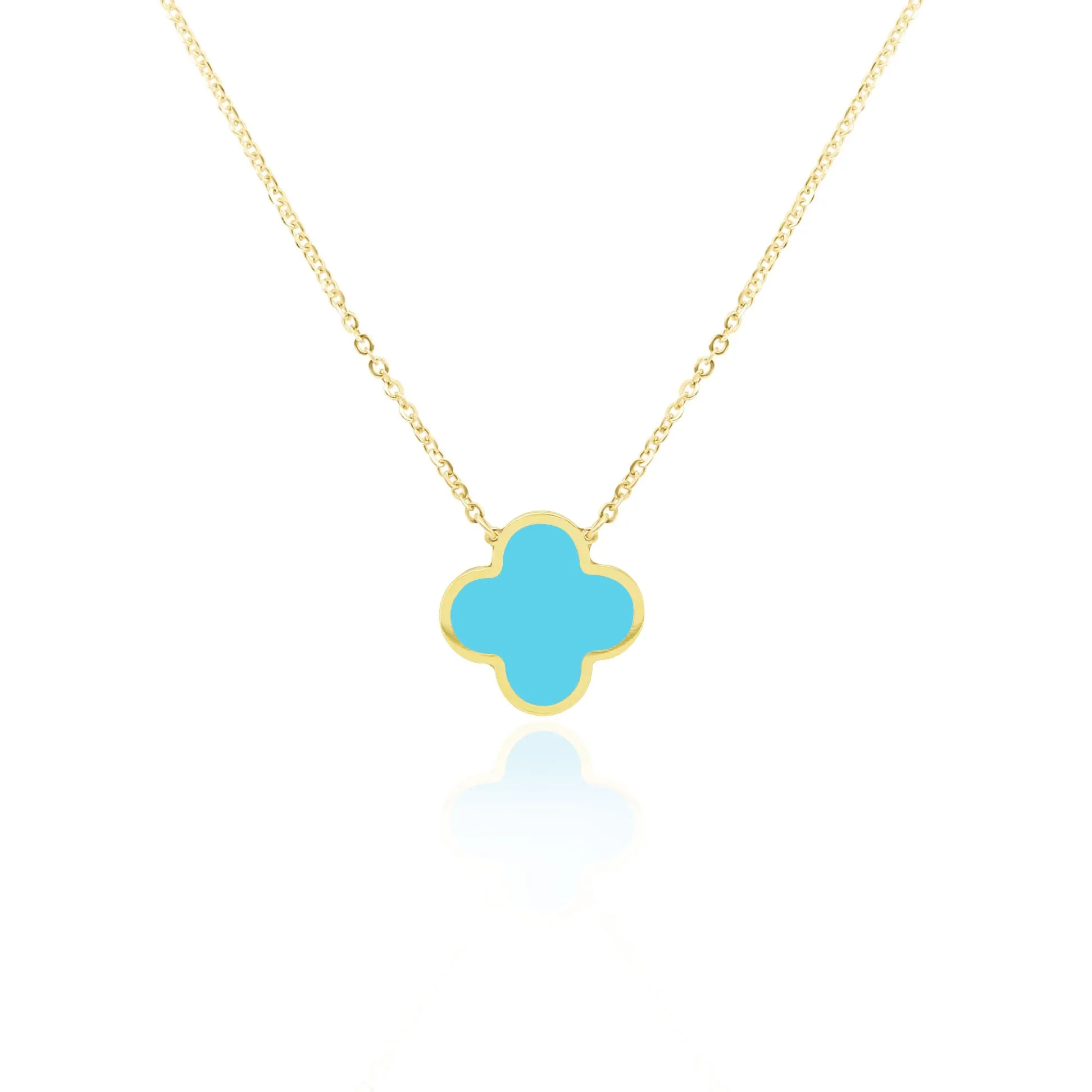 Extra Large Turquoise Single Clover Necklace