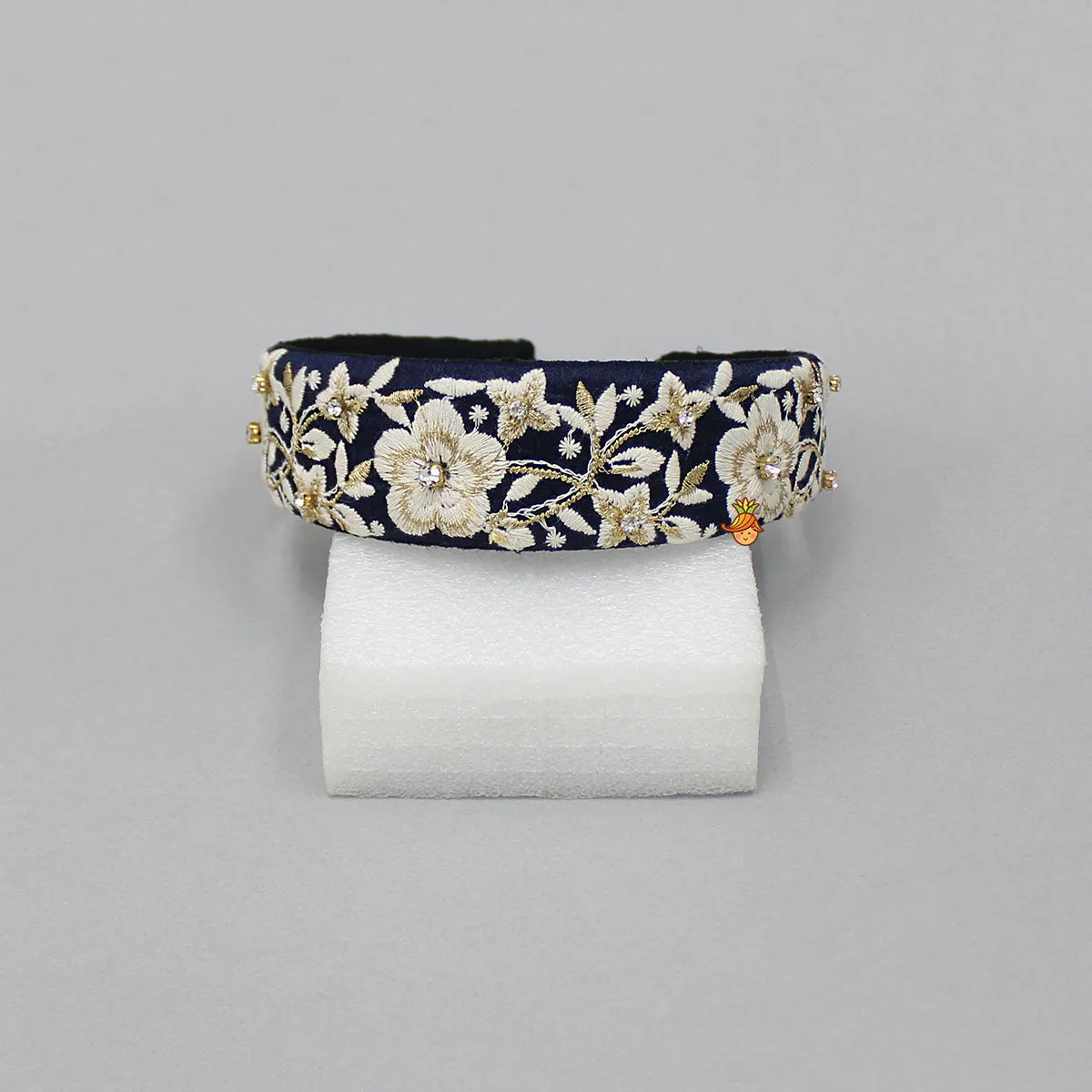 Fancy Navy Blue Zari Embroidered Hair Band