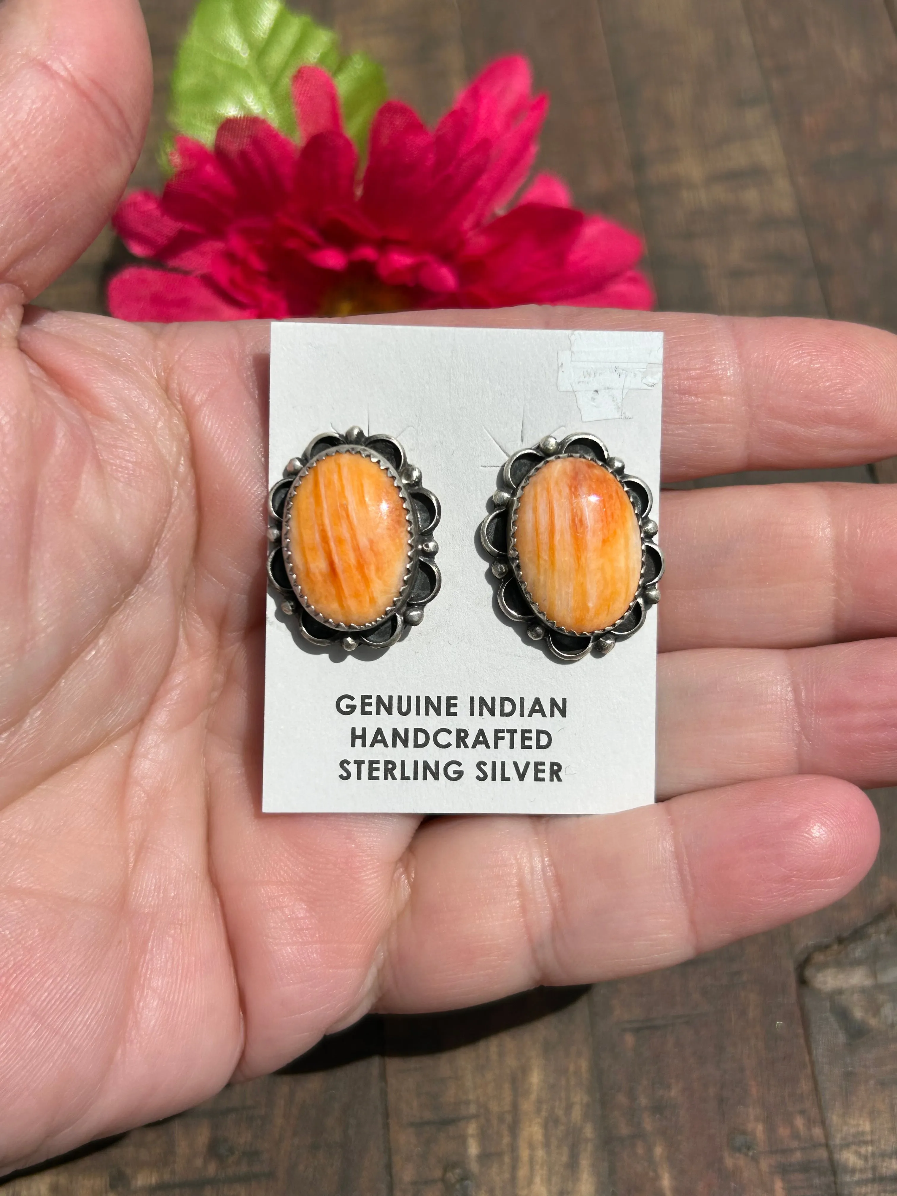 Fancy Spiny Orange Studs- A