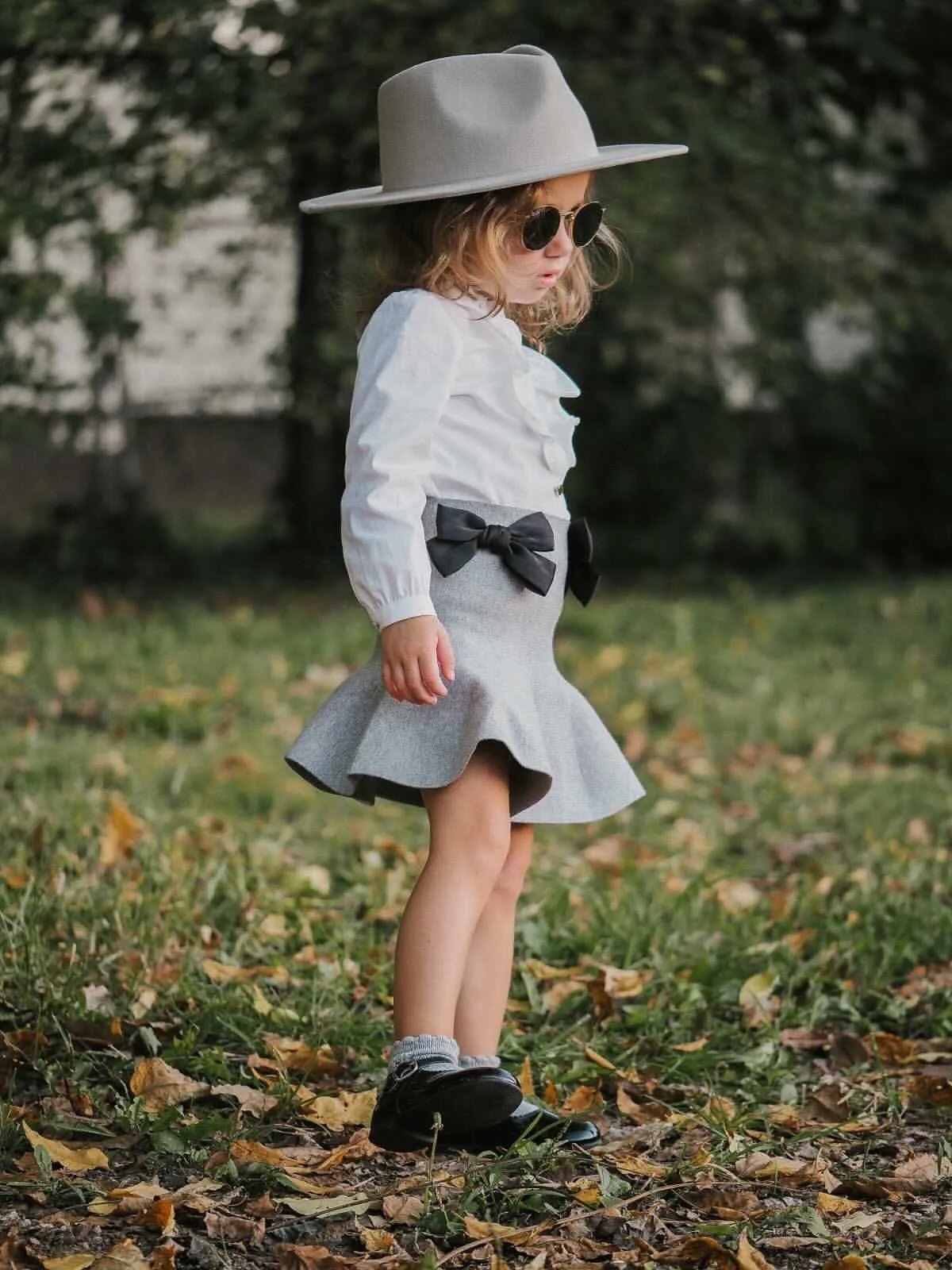 Flare Skirt with Satin Bows