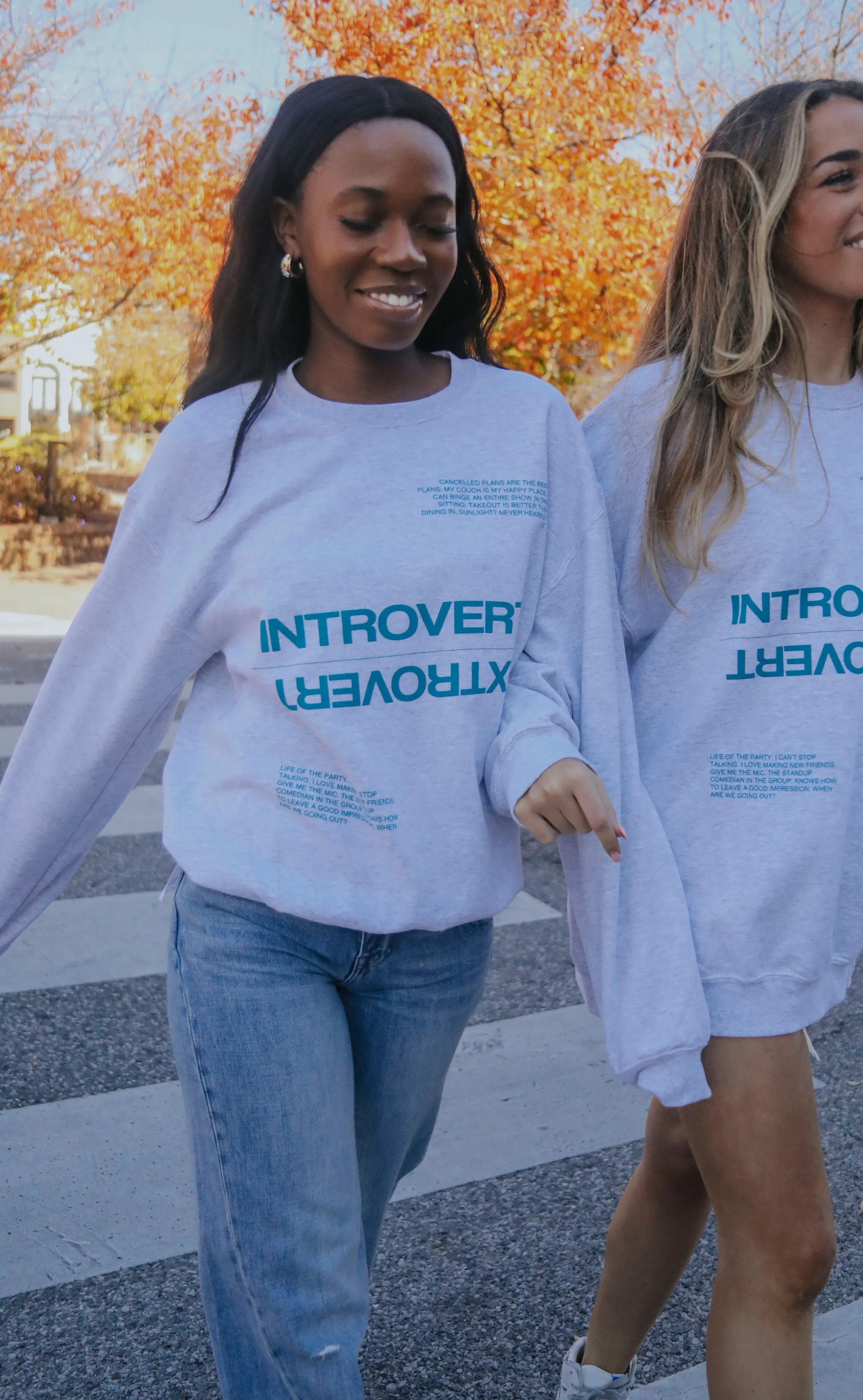 friday   saturday: introvert/extrovert sweatshirt - grey