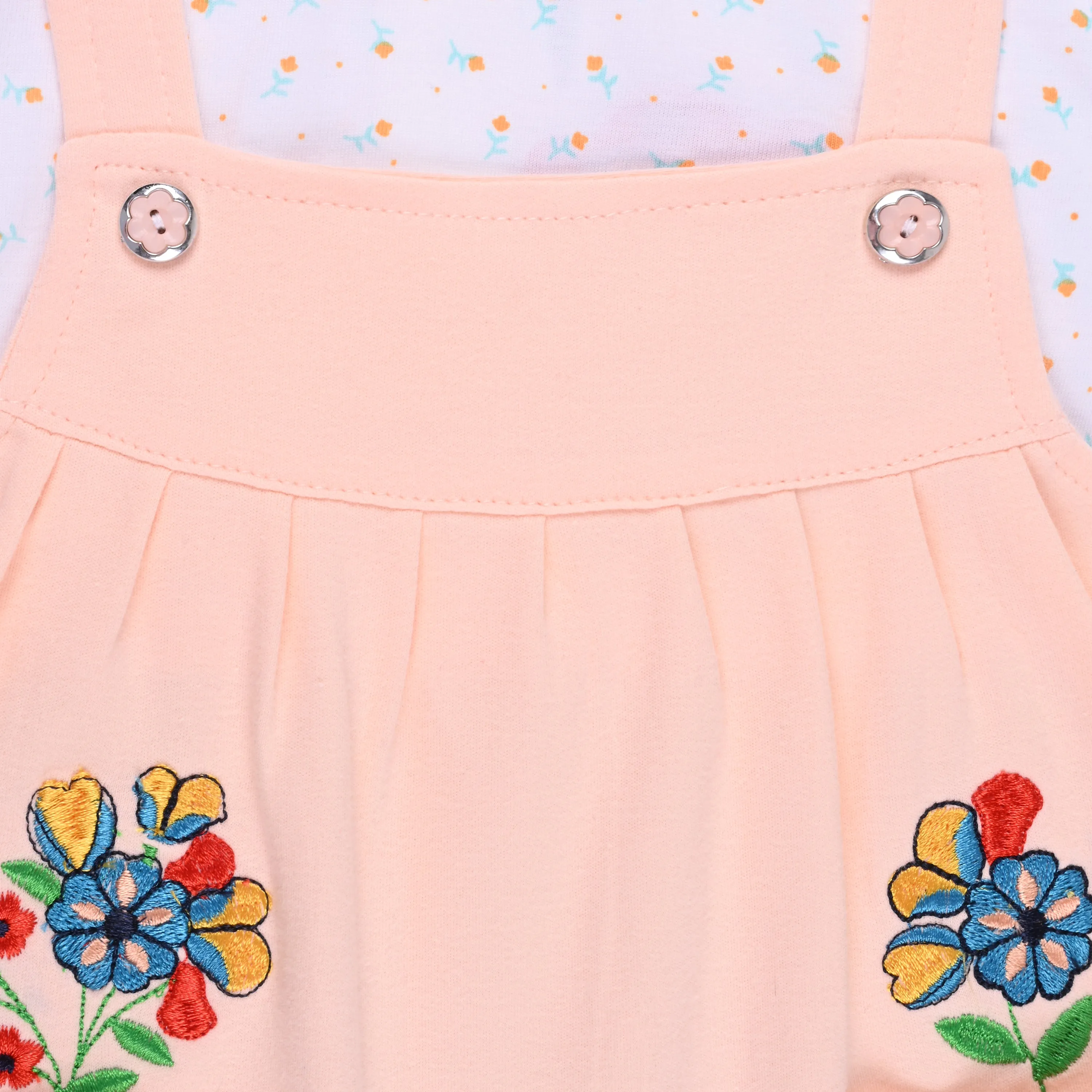 Girls Embroidered With Polka Print Frock Dress Comes With Brief.