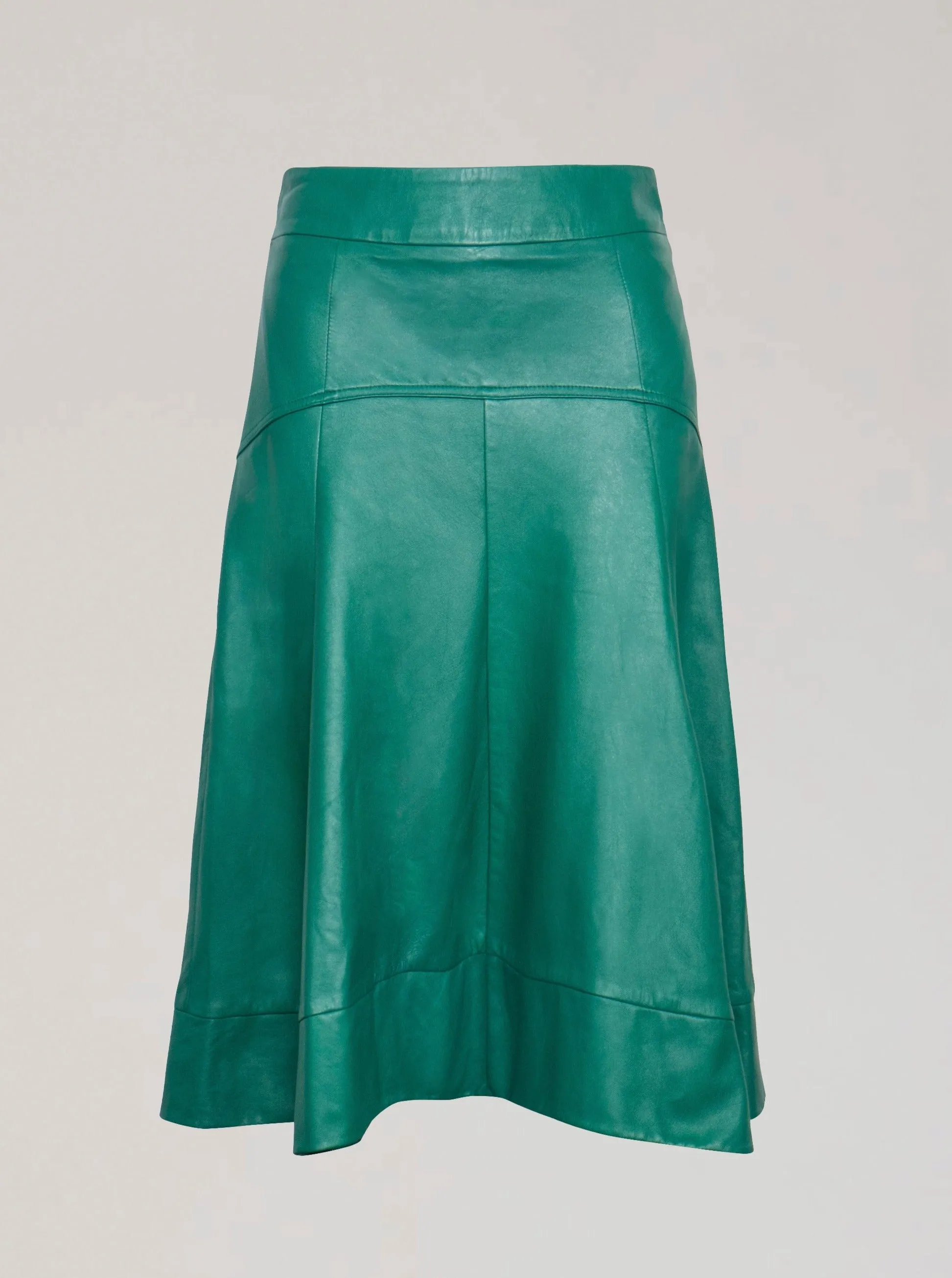 GISELLE LEATHER MIDI SKIRT - EMERALD