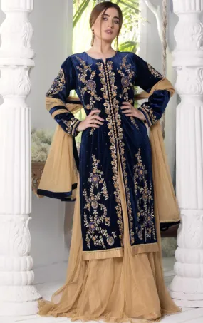 Gold Embroidered Velvet Lehenga Suit | WWC18 | L789