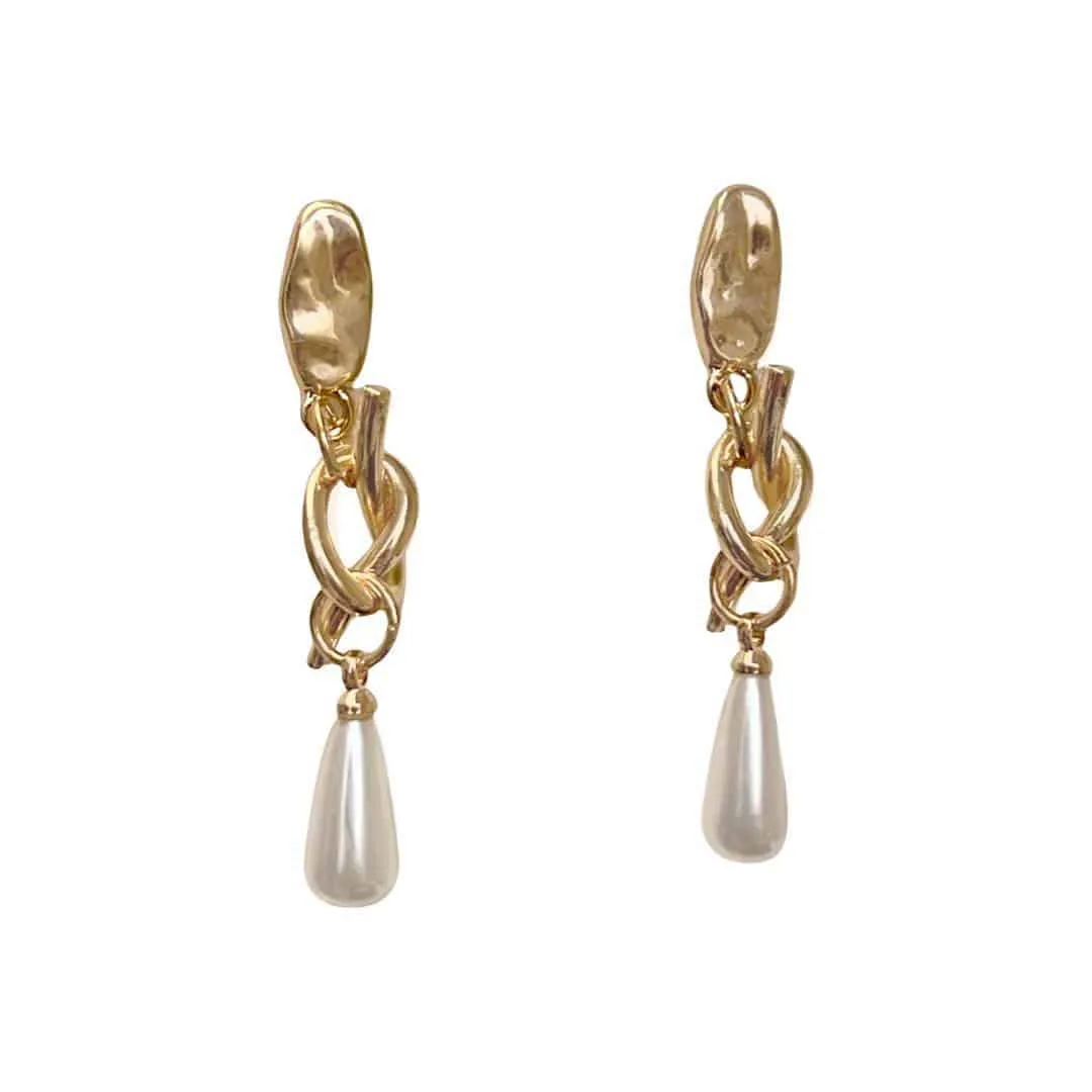 Gold-Tone and Pearl Drop Earrings