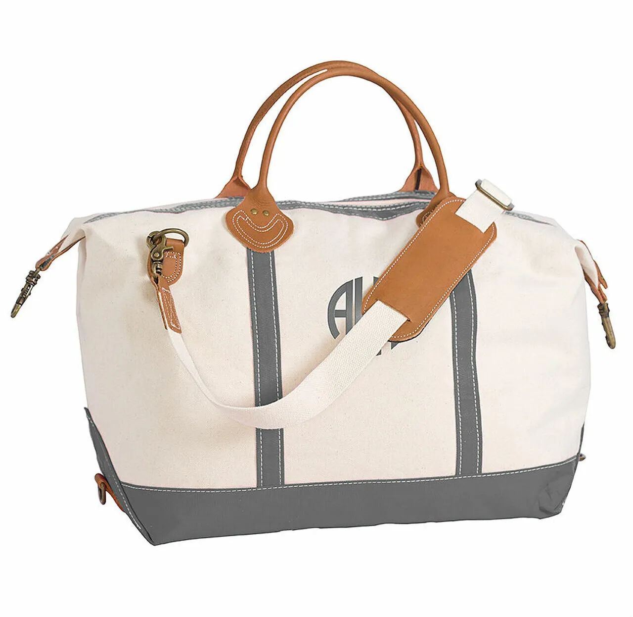 Haley Personalised Canvas & Leather Trim Weekender Tote | Brights