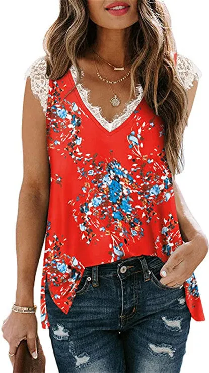 Haute Edition V-Neck Lace Flowy Tee