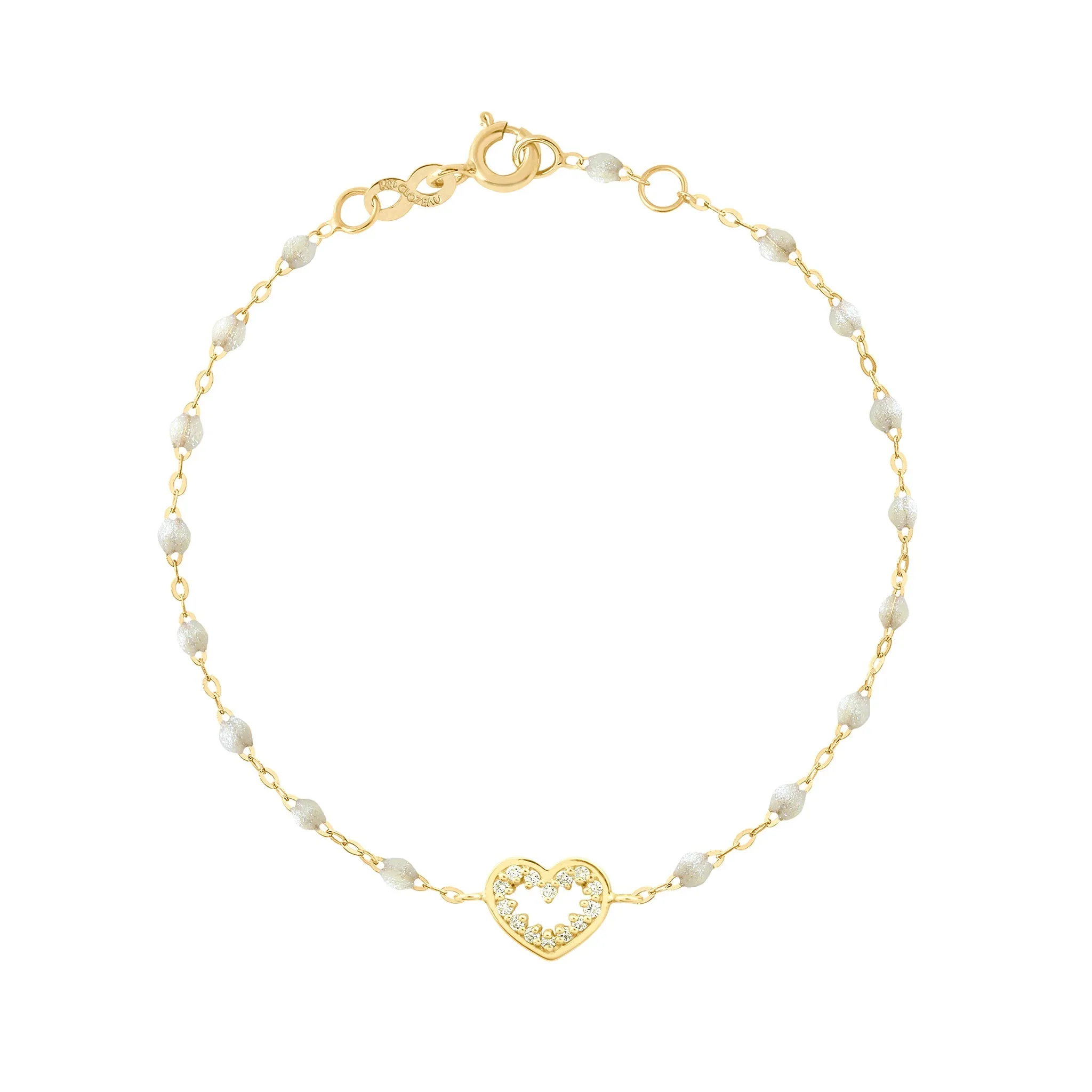 Heart Supreme Classic Gigi diamond bracelet, Opal, Yellow Gold, 6.7"