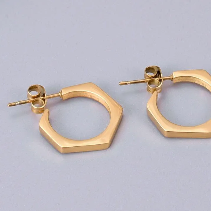 Hexagon Hoop Earrings