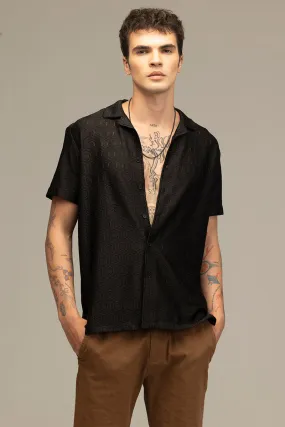 Honey Hive Black Crochet Shirt