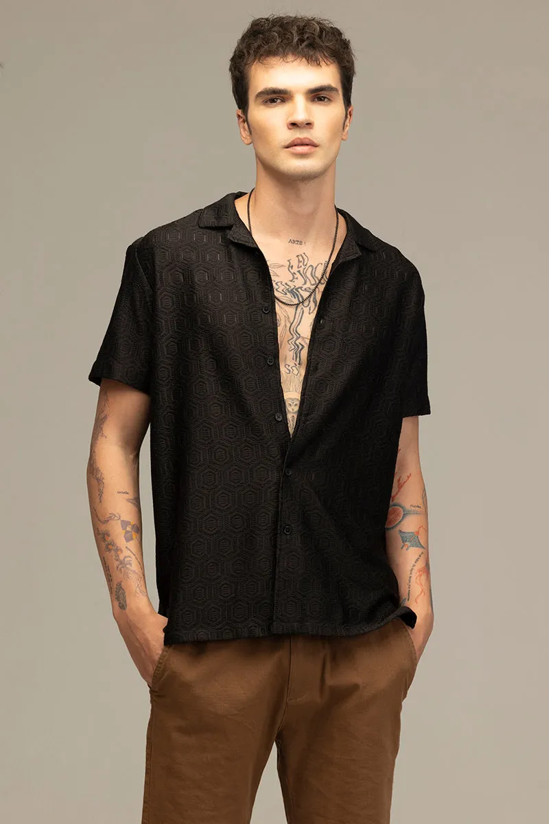 Honey Hive Black Crochet Shirt