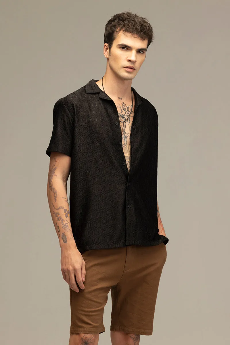 Honey Hive Black Crochet Shirt