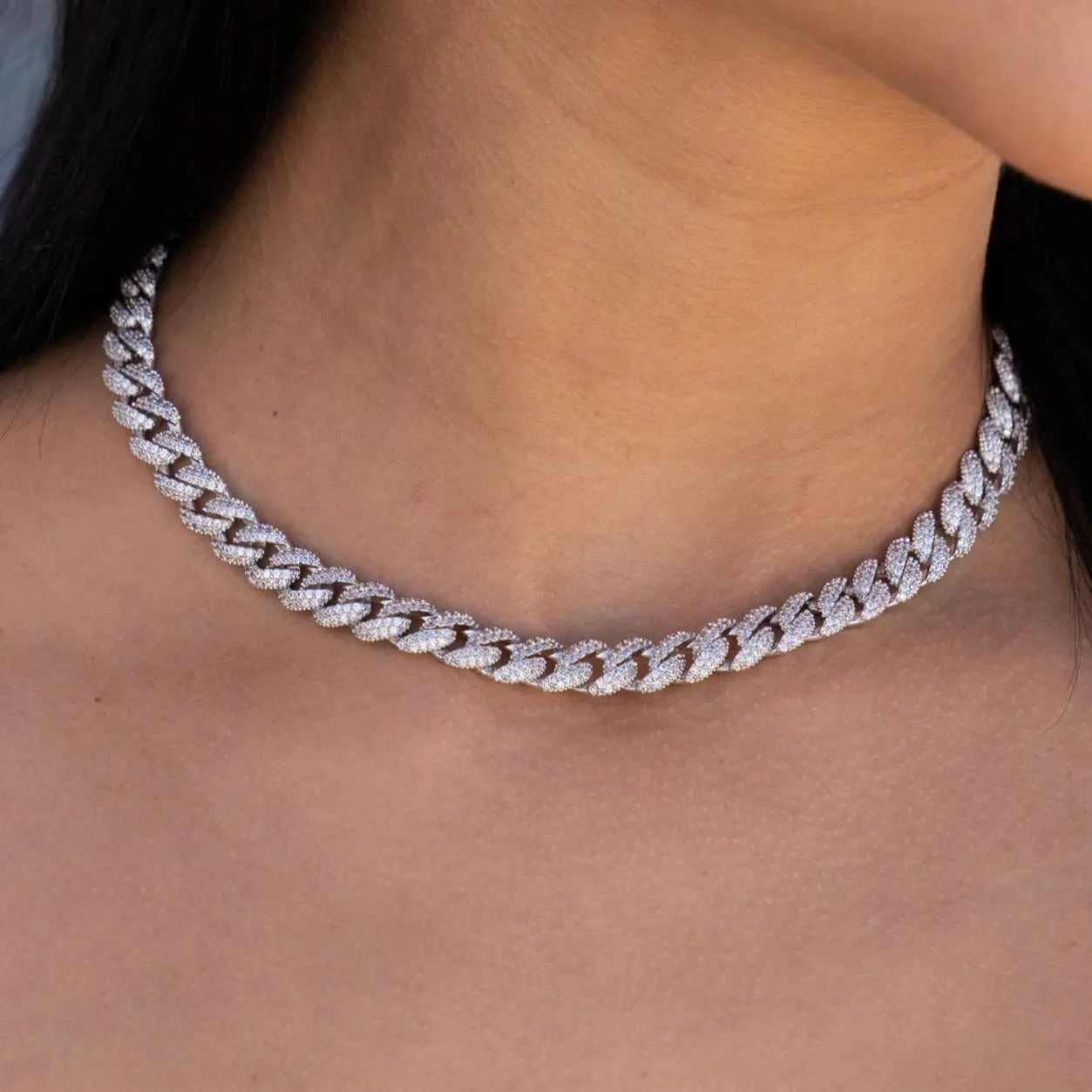 Iced Cuban Necklace in White Gold - 8.5mm