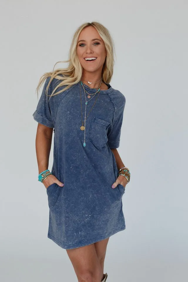 Indy Pocket Tee Dress - Denim