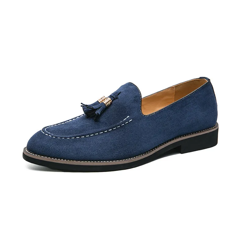 INSTOCK-casual leather shoes, tassel slip-ons, large size men's