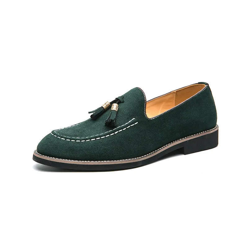 INSTOCK-casual leather shoes, tassel slip-ons, large size men's