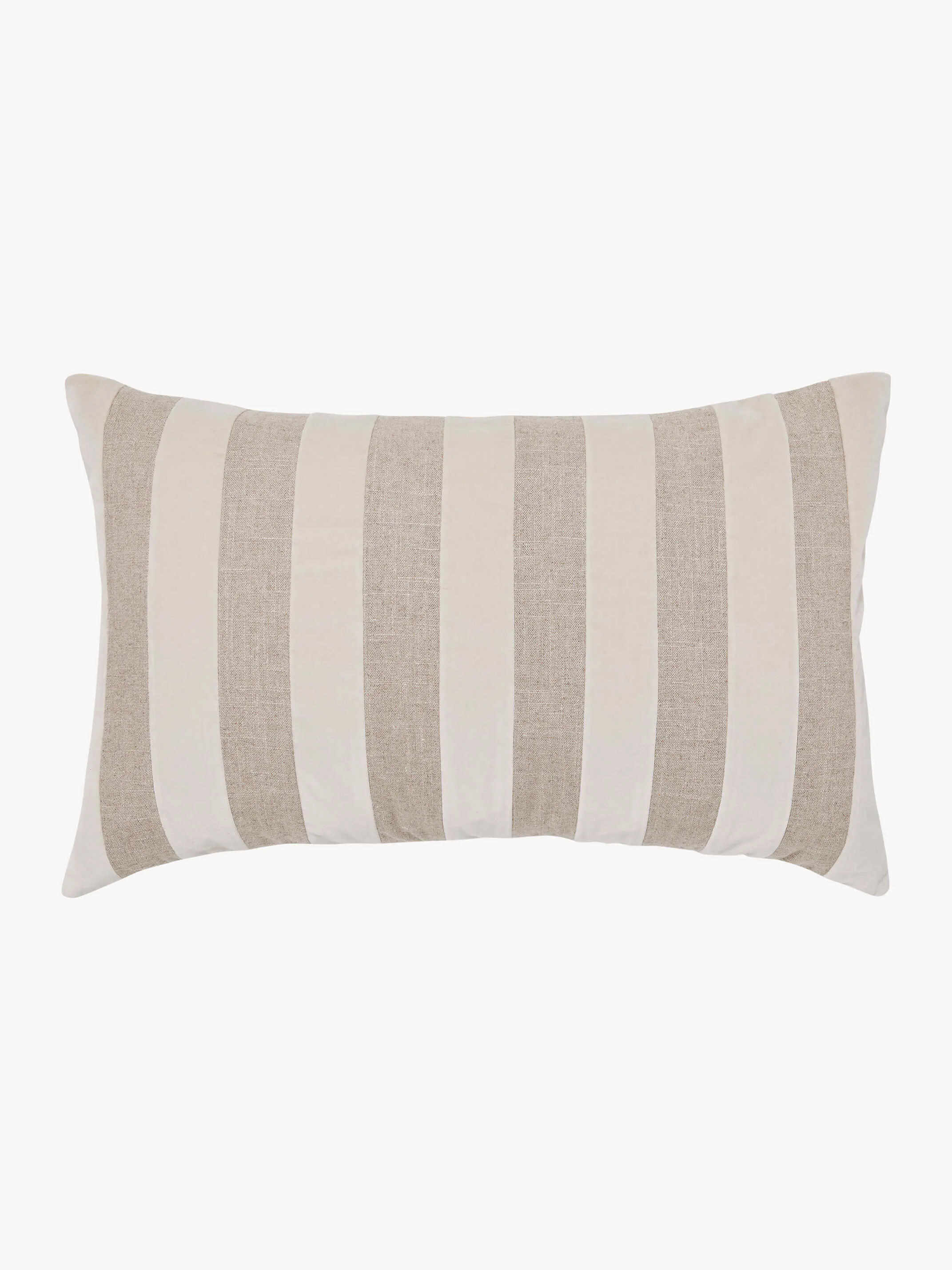 L and M Home Etro Luxury Velvet and Linen Stripe Cushion Almond