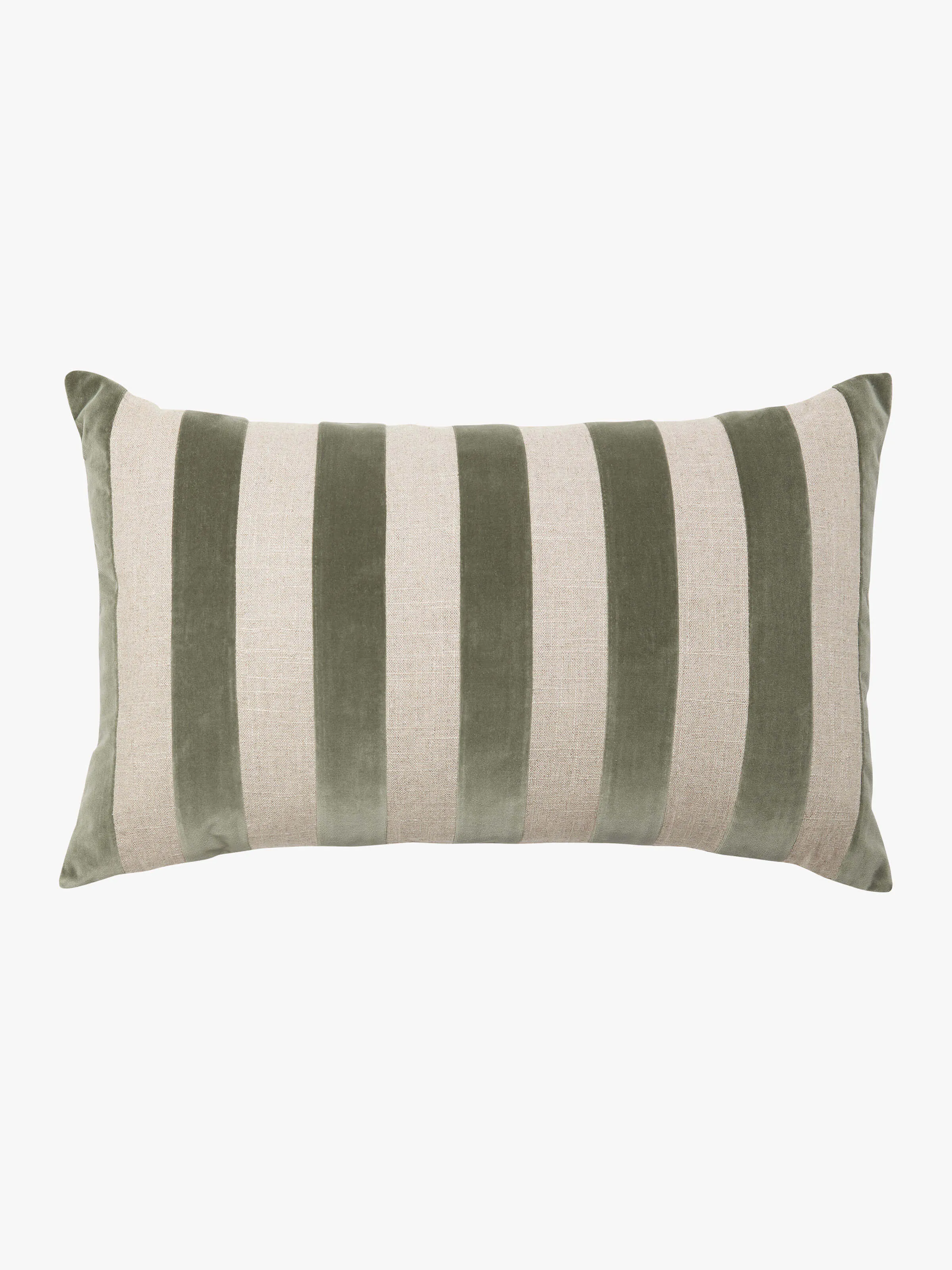 L and M Home Etro Luxury Velvet and Linen Stripe Cushion Eucalypt