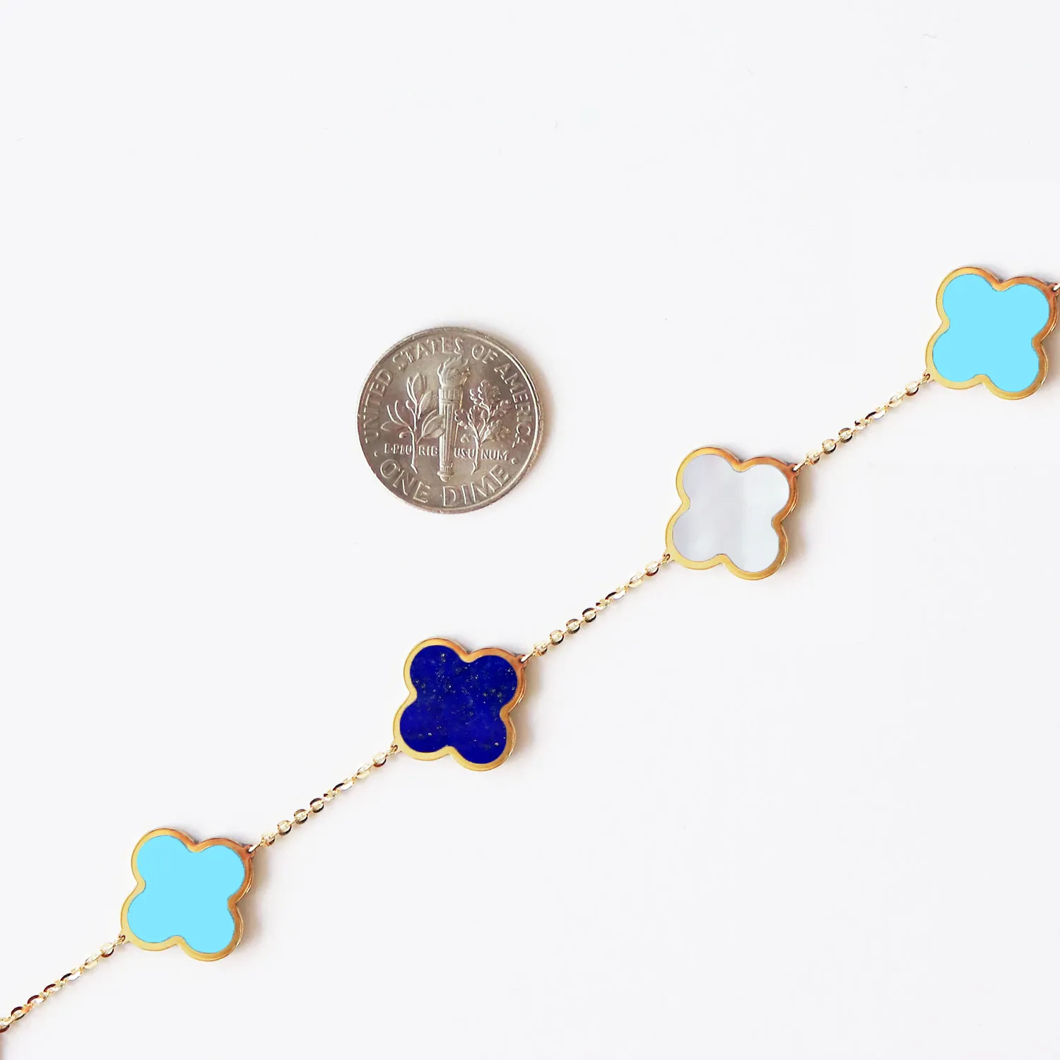 Large Blue Mixed Clover Bracelet