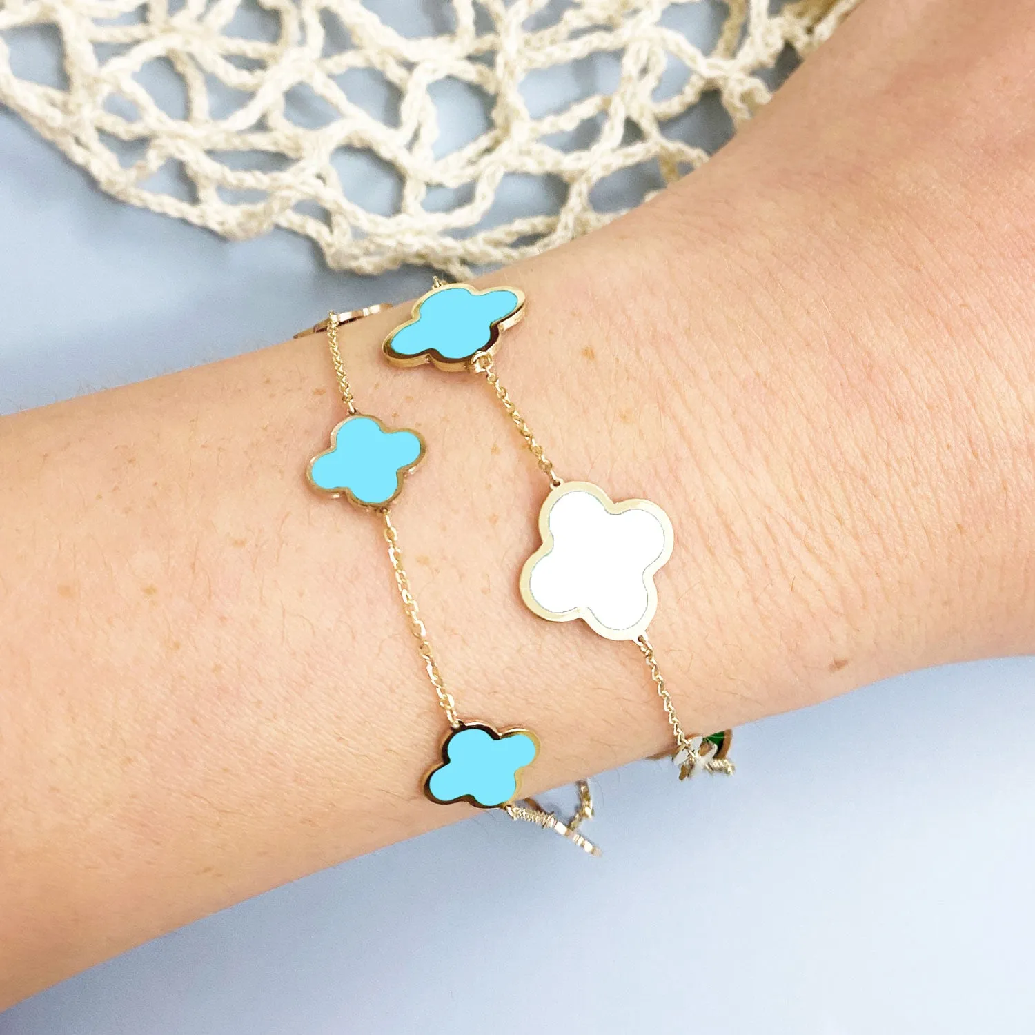 Large Blue Mixed Clover Bracelet