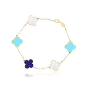 Large Blue Mixed Clover Bracelet