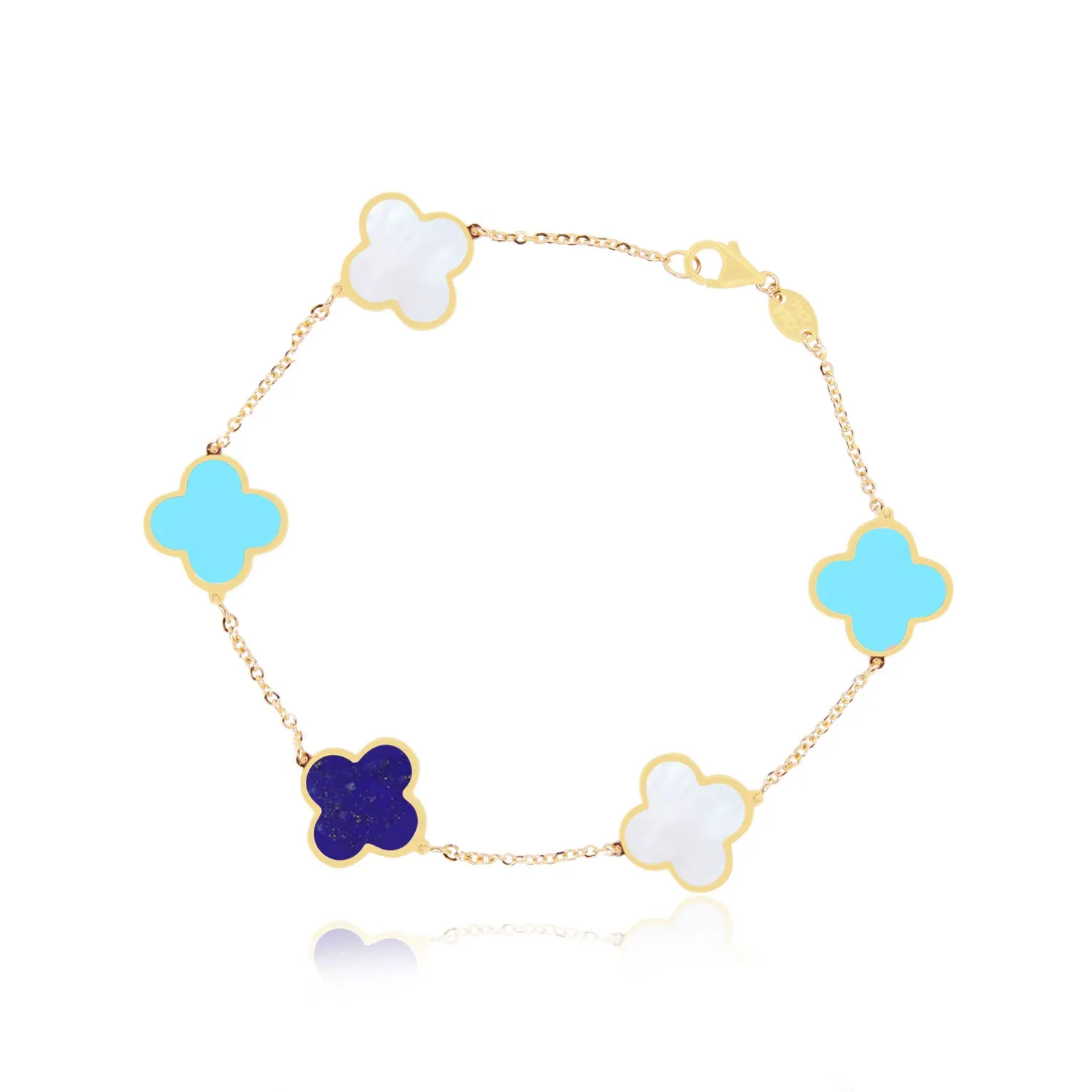 Large Blue Mixed Clover Bracelet